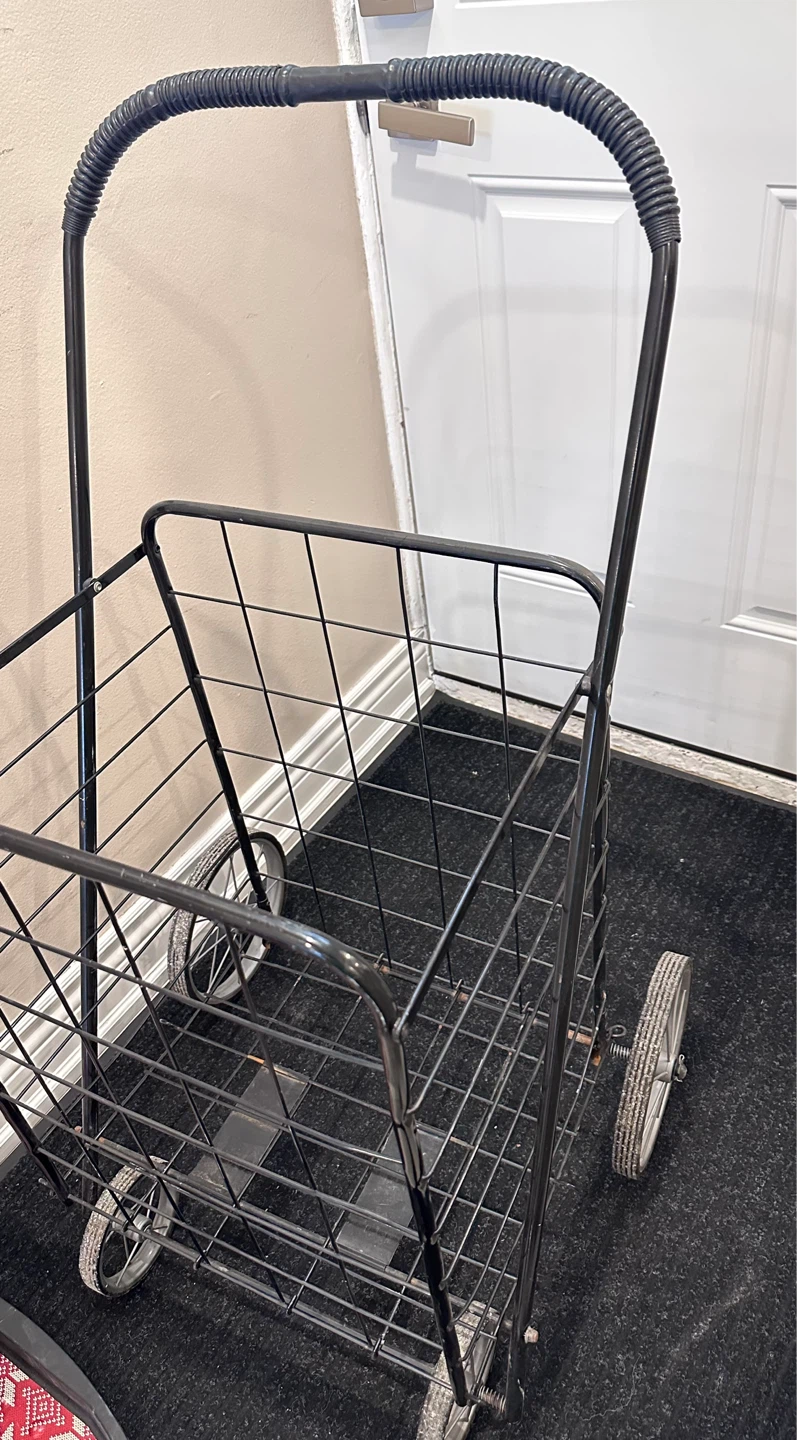 Black Metal Rolling Shopping Cart - photo 2