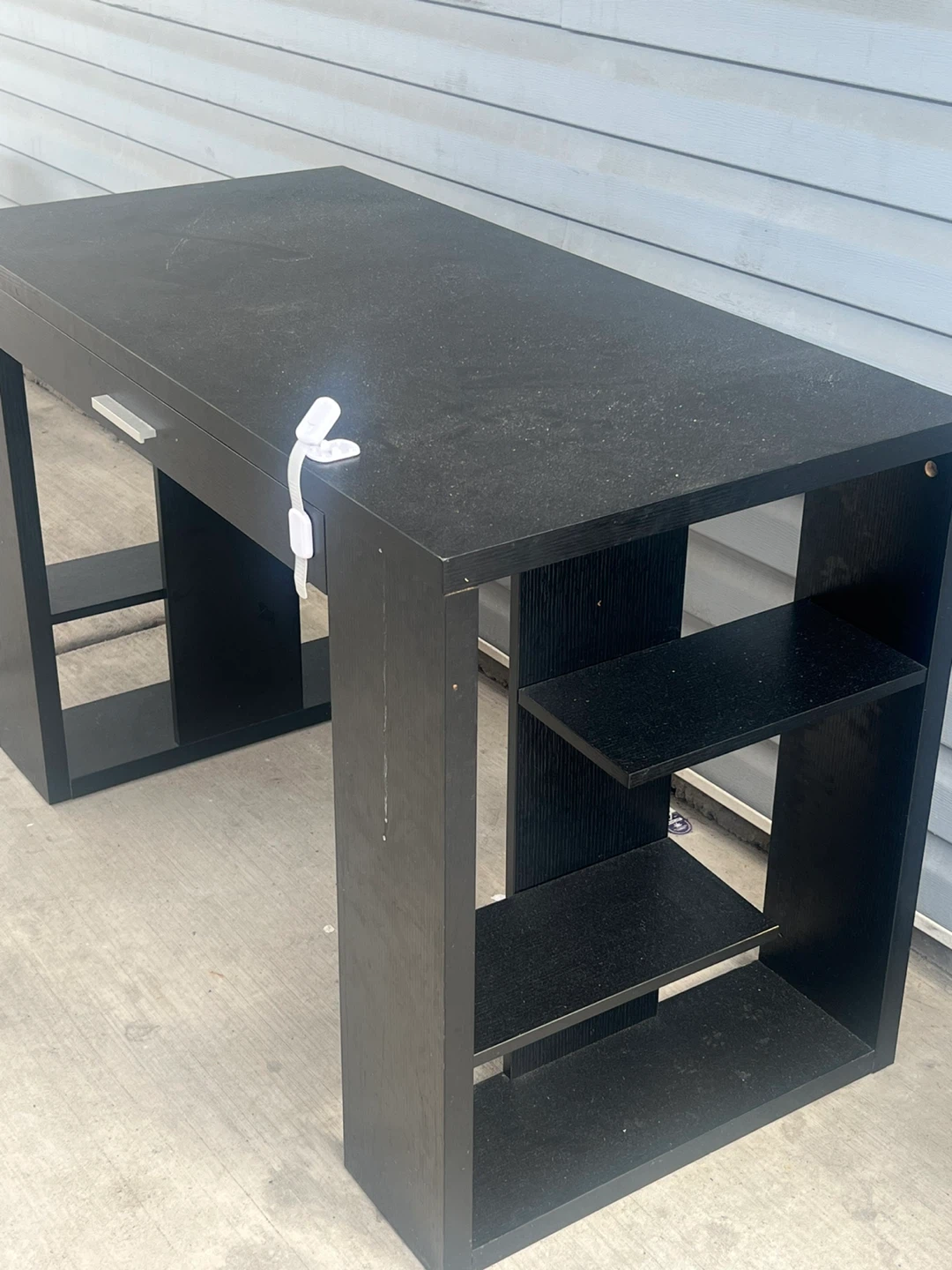 Black Console Table with Shelves and Drawer - photo 3