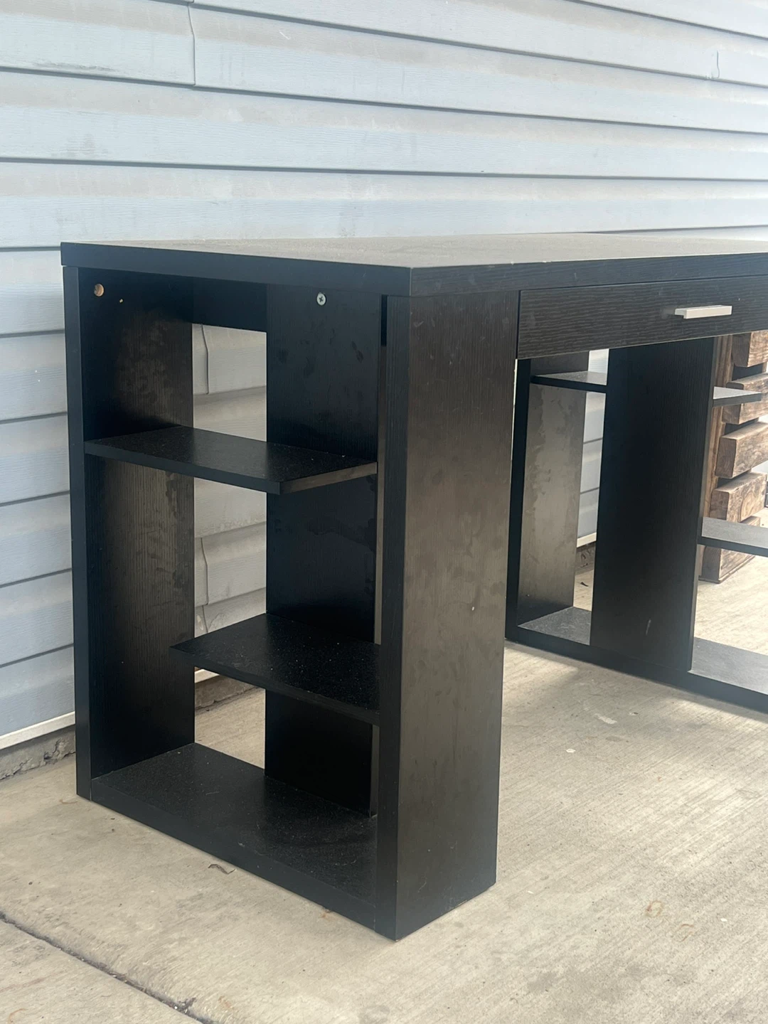 Black Console Table with Shelves and Drawer - photo 2