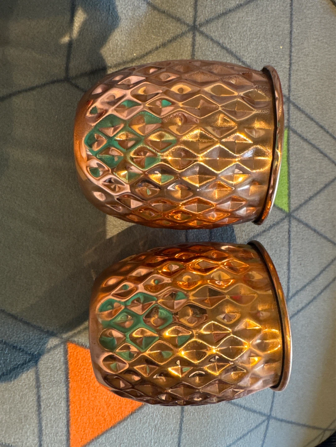 Set of 2 Hammered Copper Mugs
