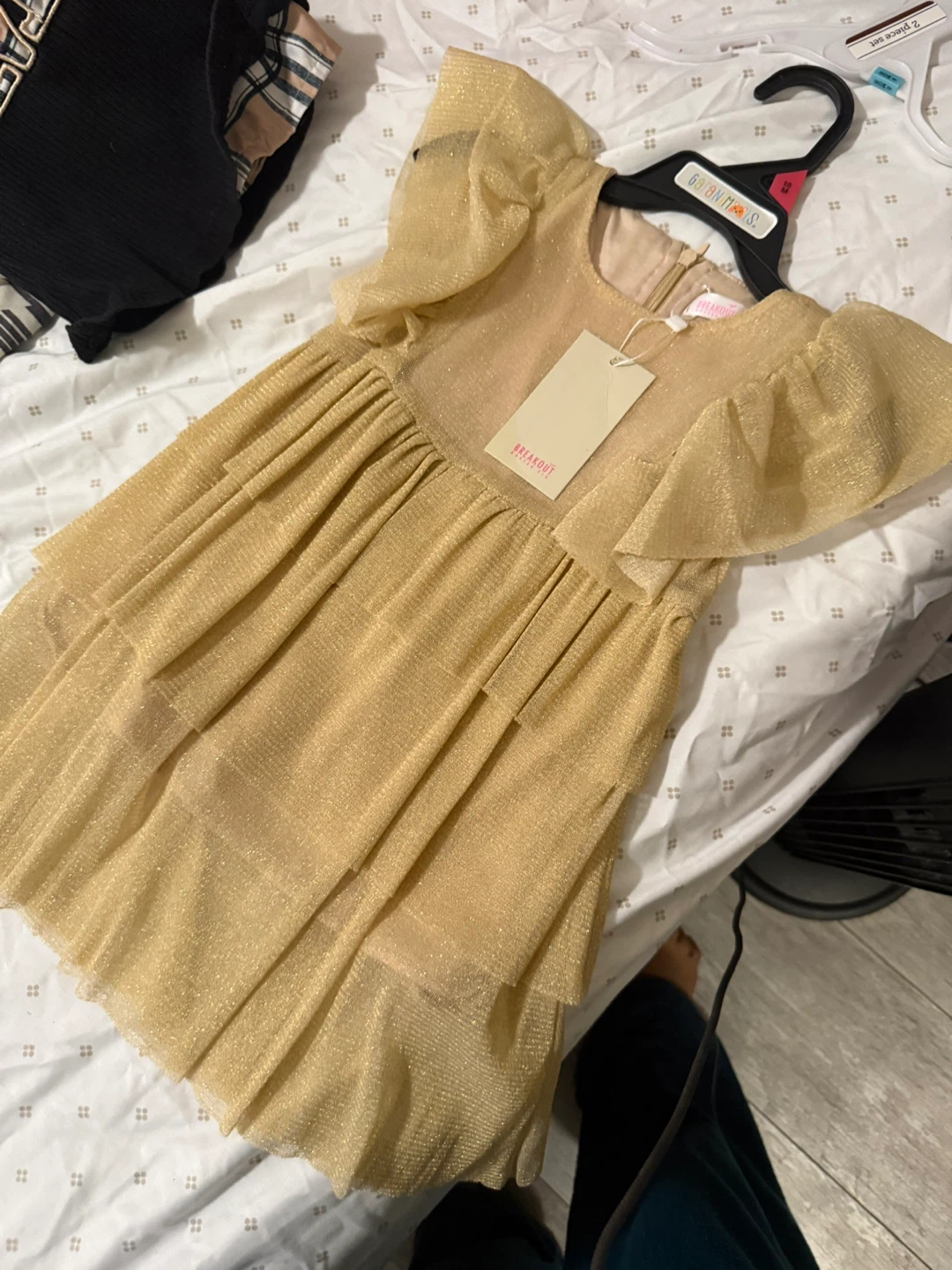 Breakout Gold Sparkly Tiered Dress