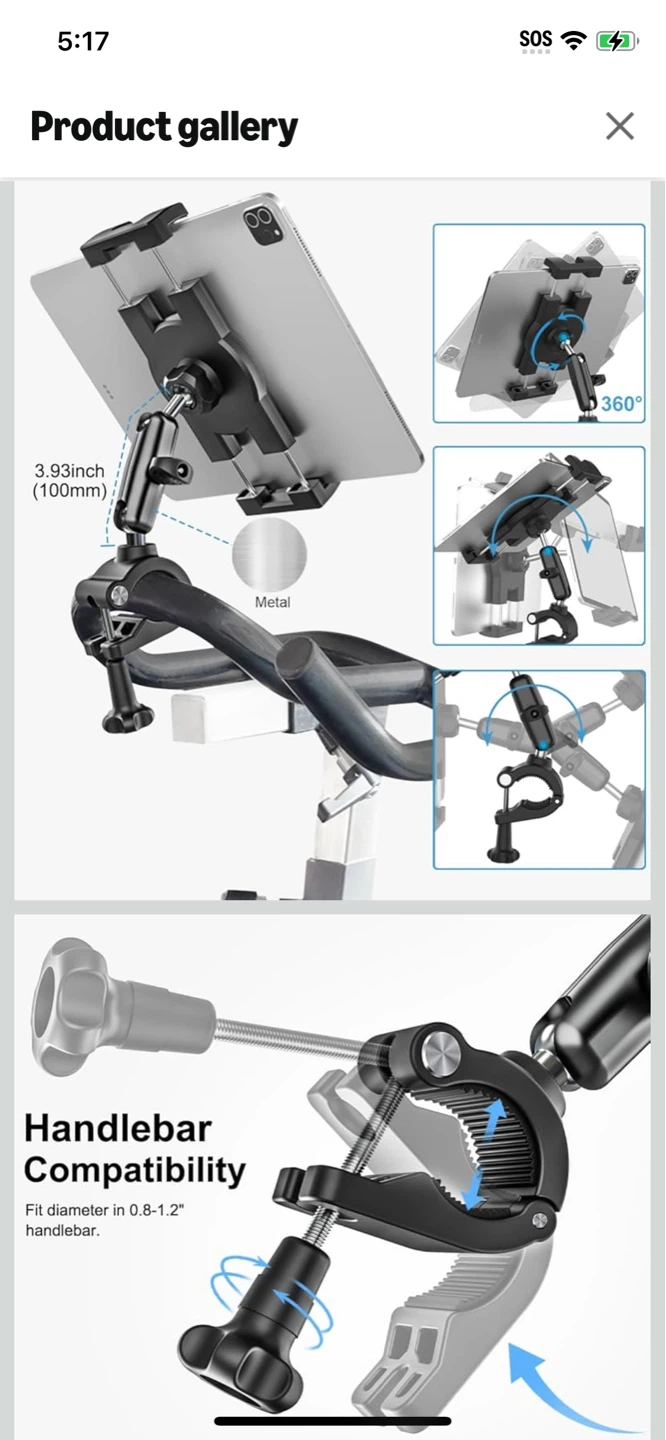 New-Woleyi Tablet Holder for Exercise Bikes - photo 3