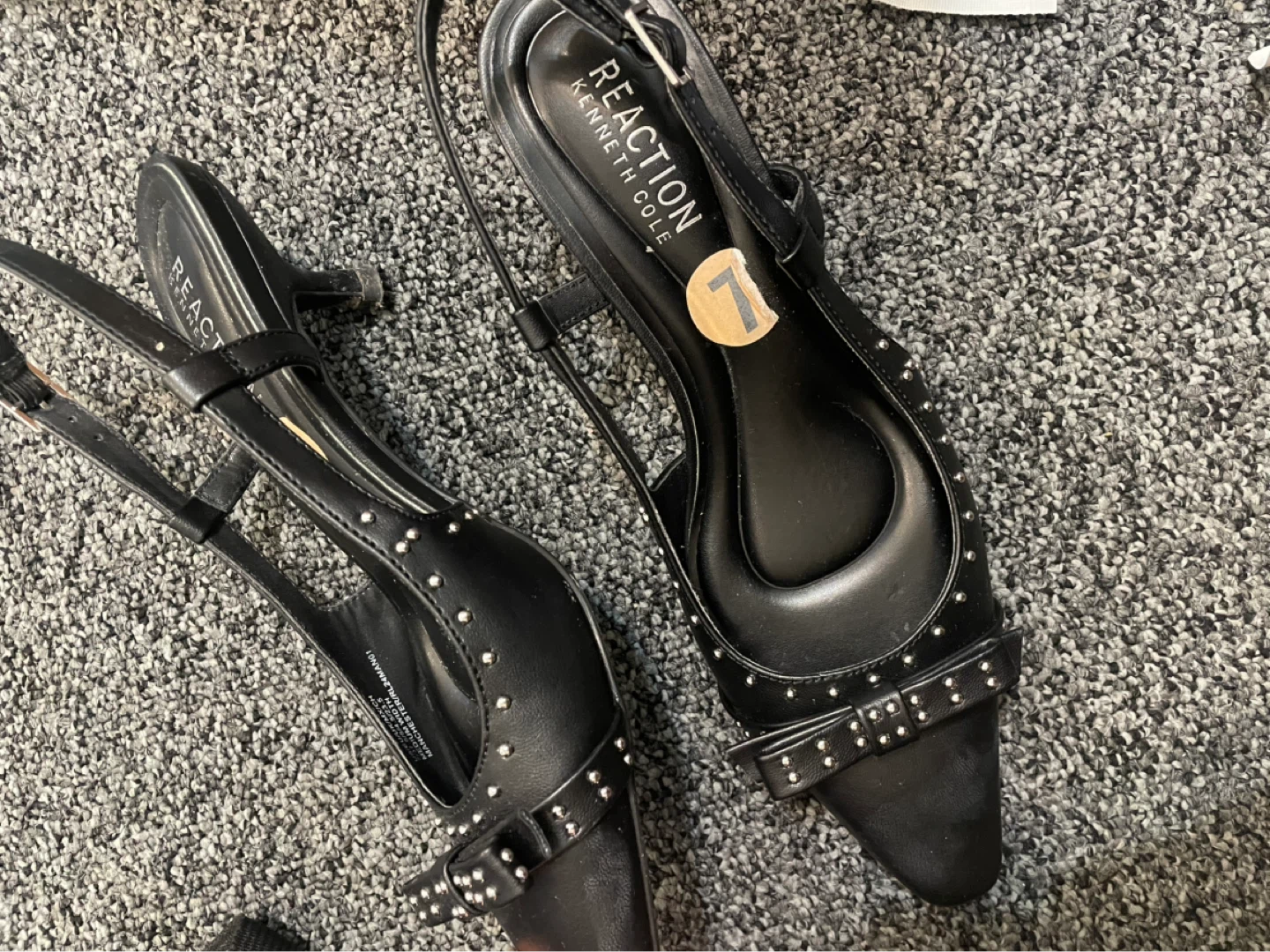 Reaction Kenneth Cole Black Studded Bow Slingback Heels - Size 7