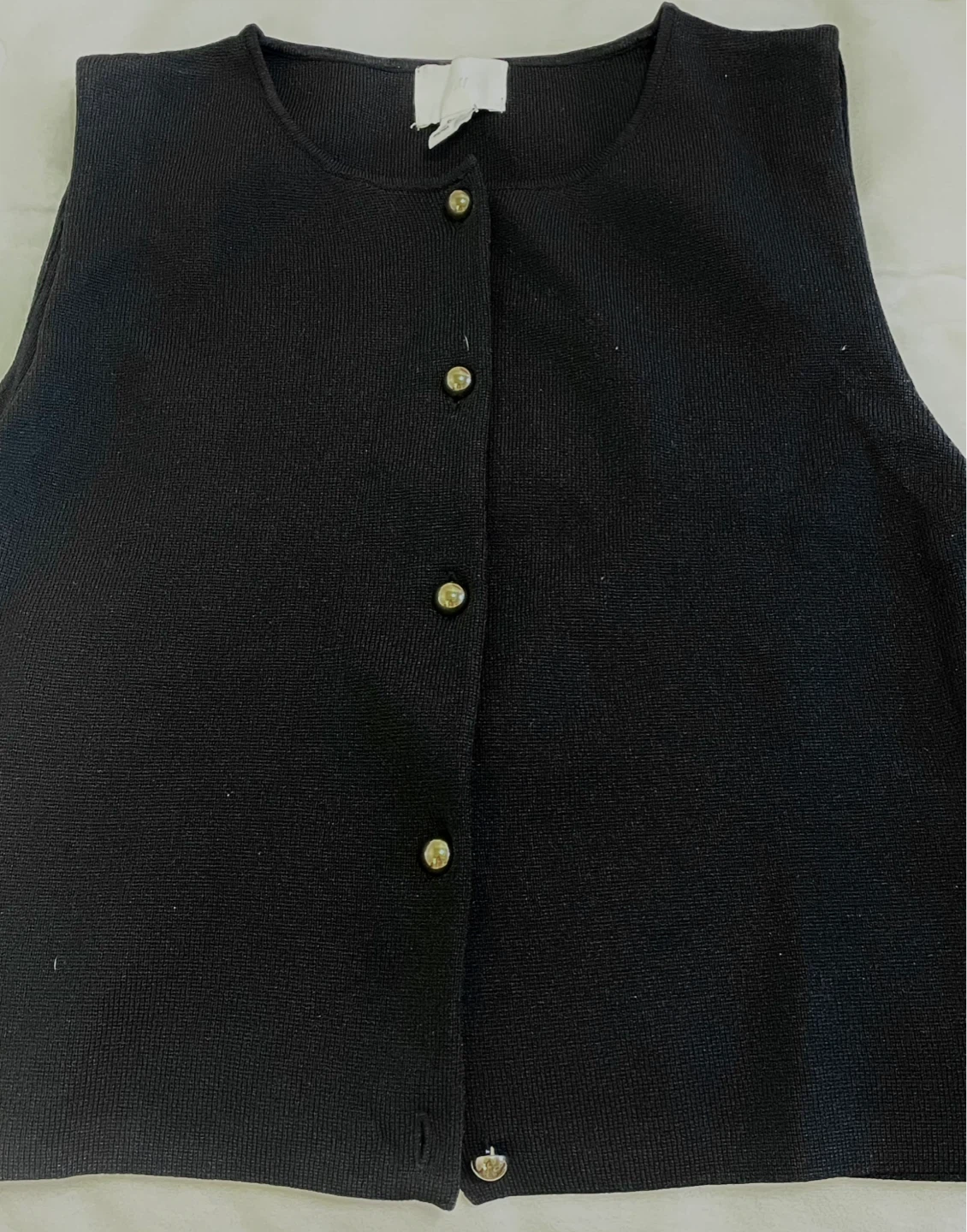 Black Sleeveless Button-Up Top