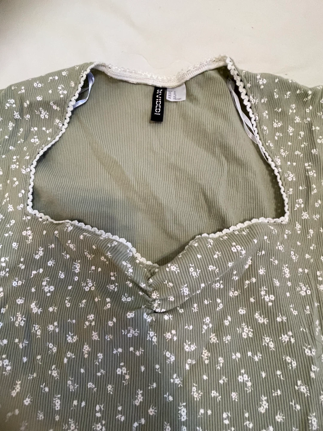 H&M Ribbed Square Neck Floral Top - photo 2