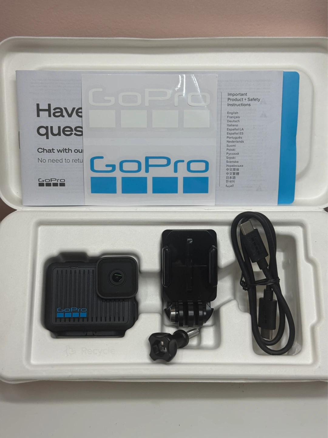 GoPro Action Camera with Mount and USB Cable