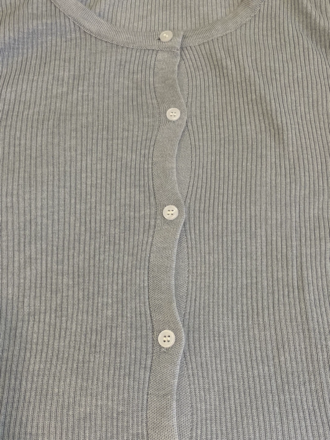 Light Blue Ribbed Button-Up Cardigan