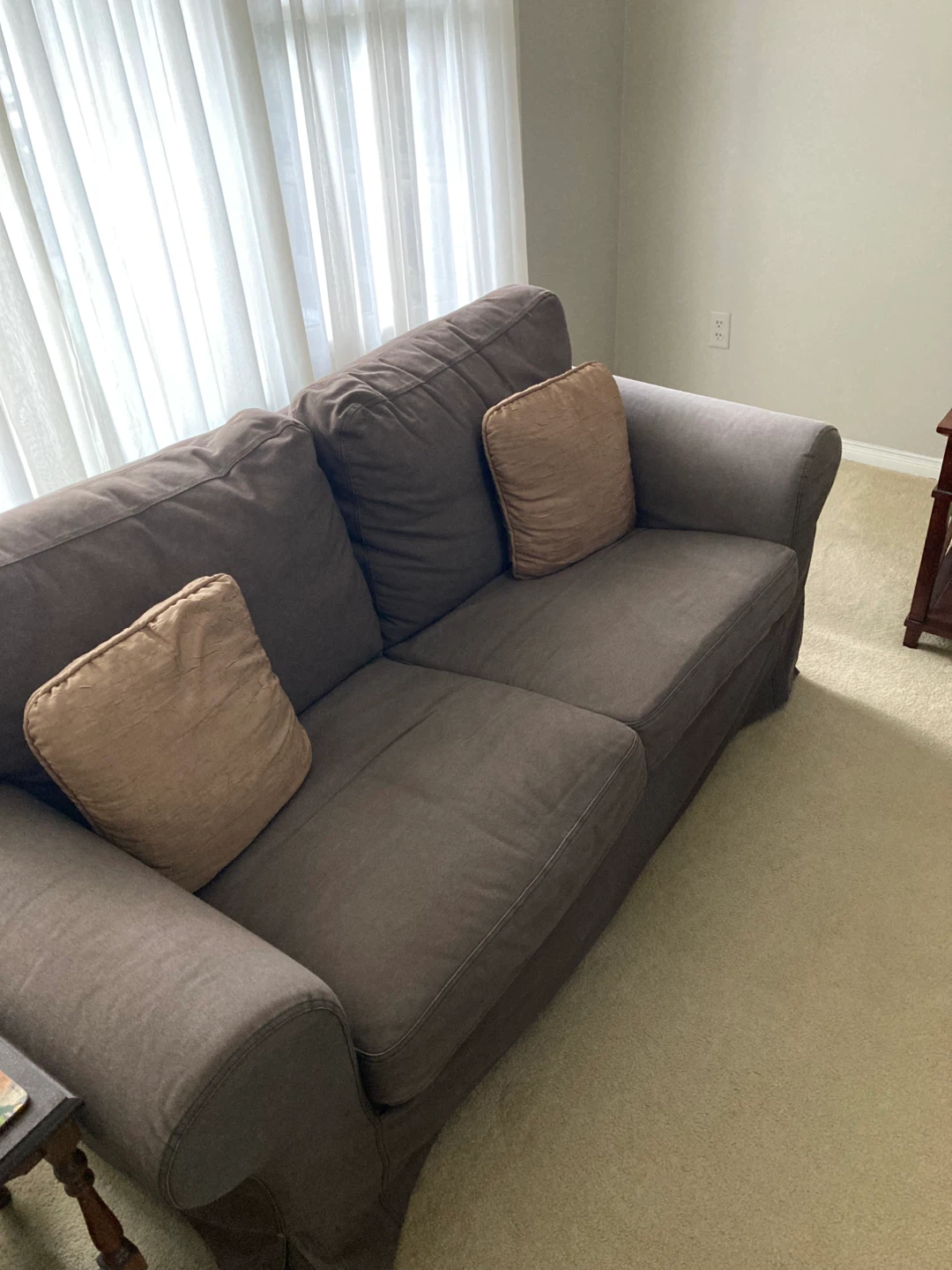 Ektorp Two-Seater Sofa with Tan Cushions - photo 2