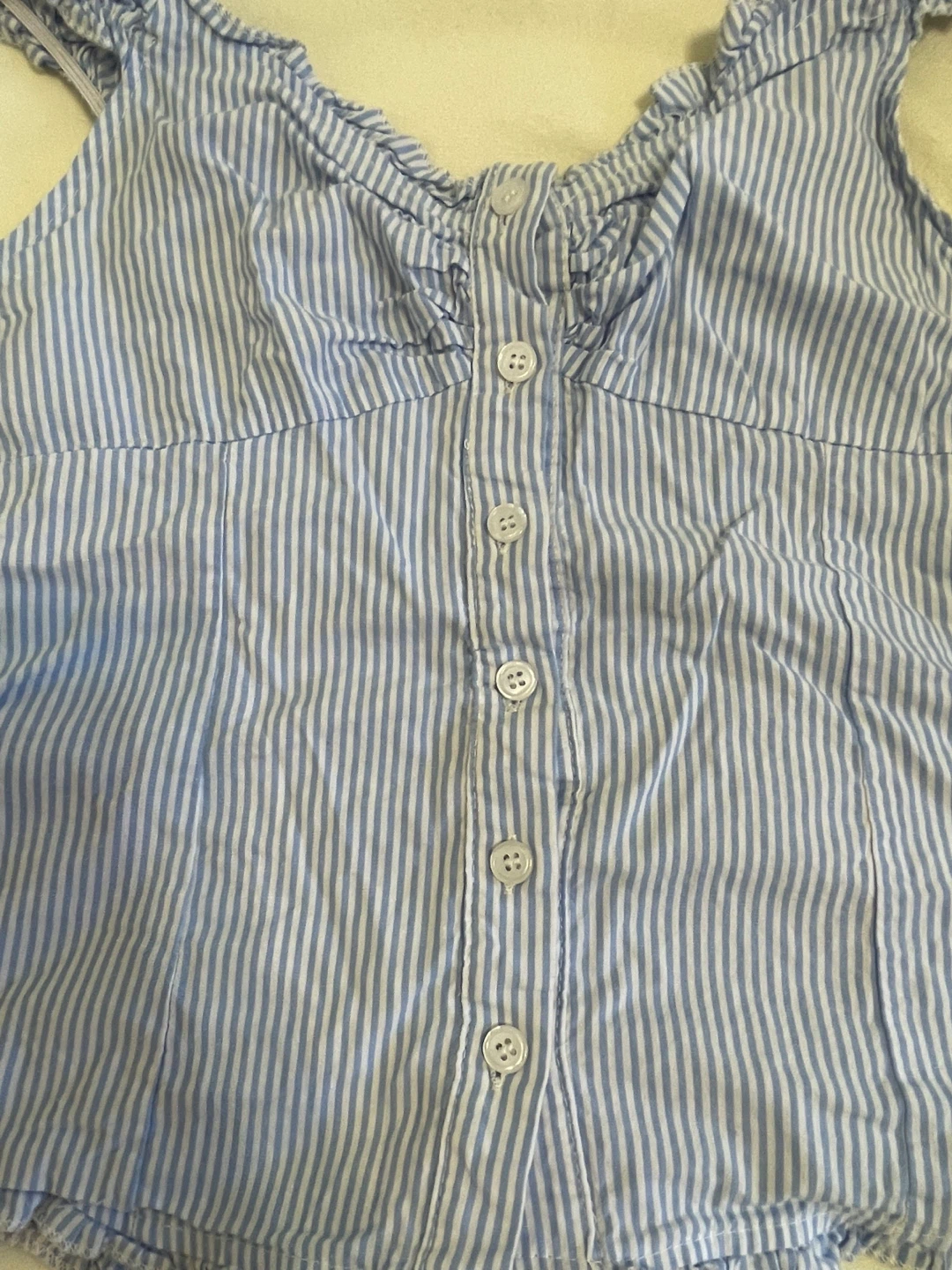 Blue and White Striped Button-Up Tank Top - photo 3