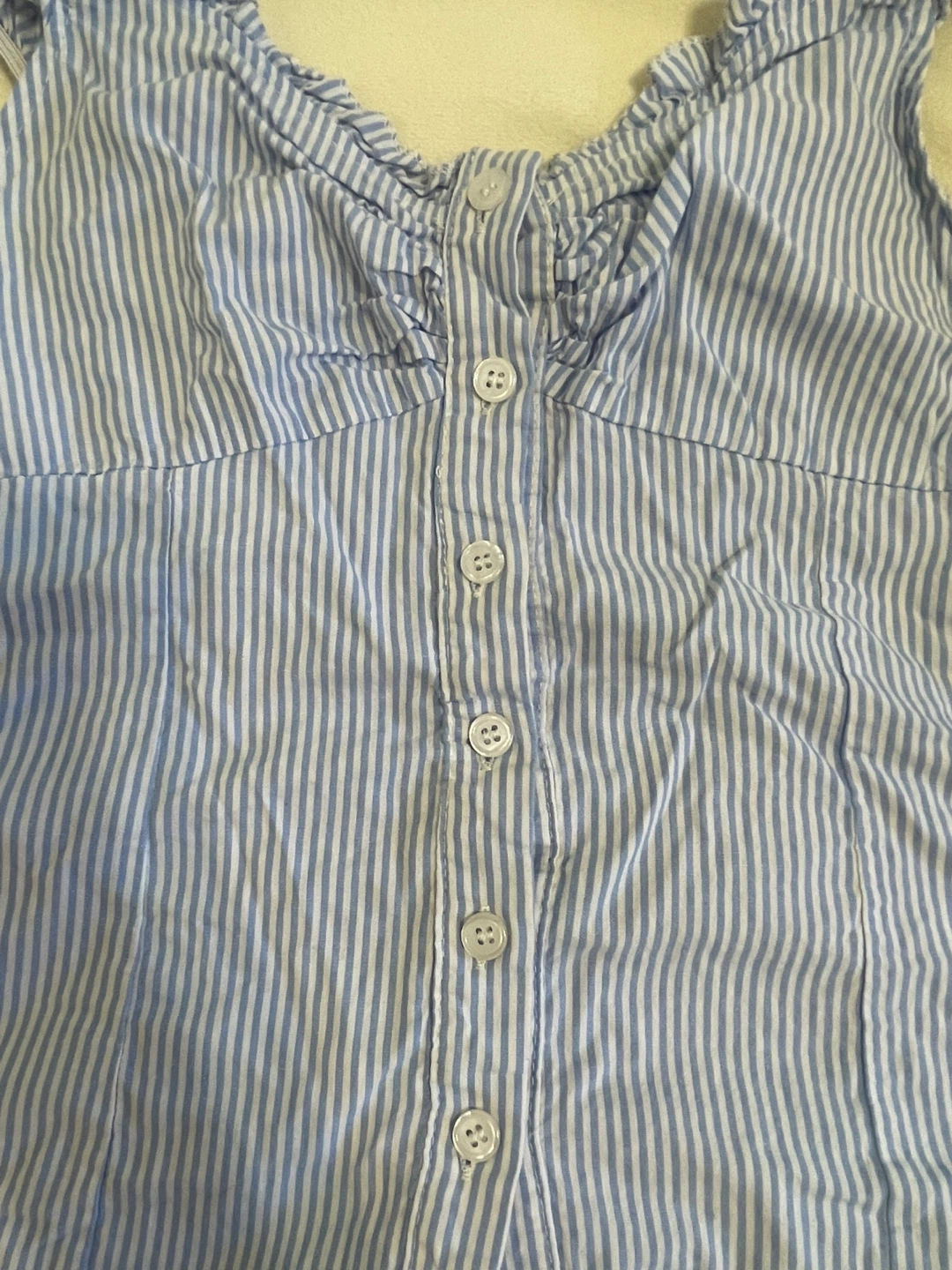 Blue and White Striped Button-Up Tank Top - photo 2