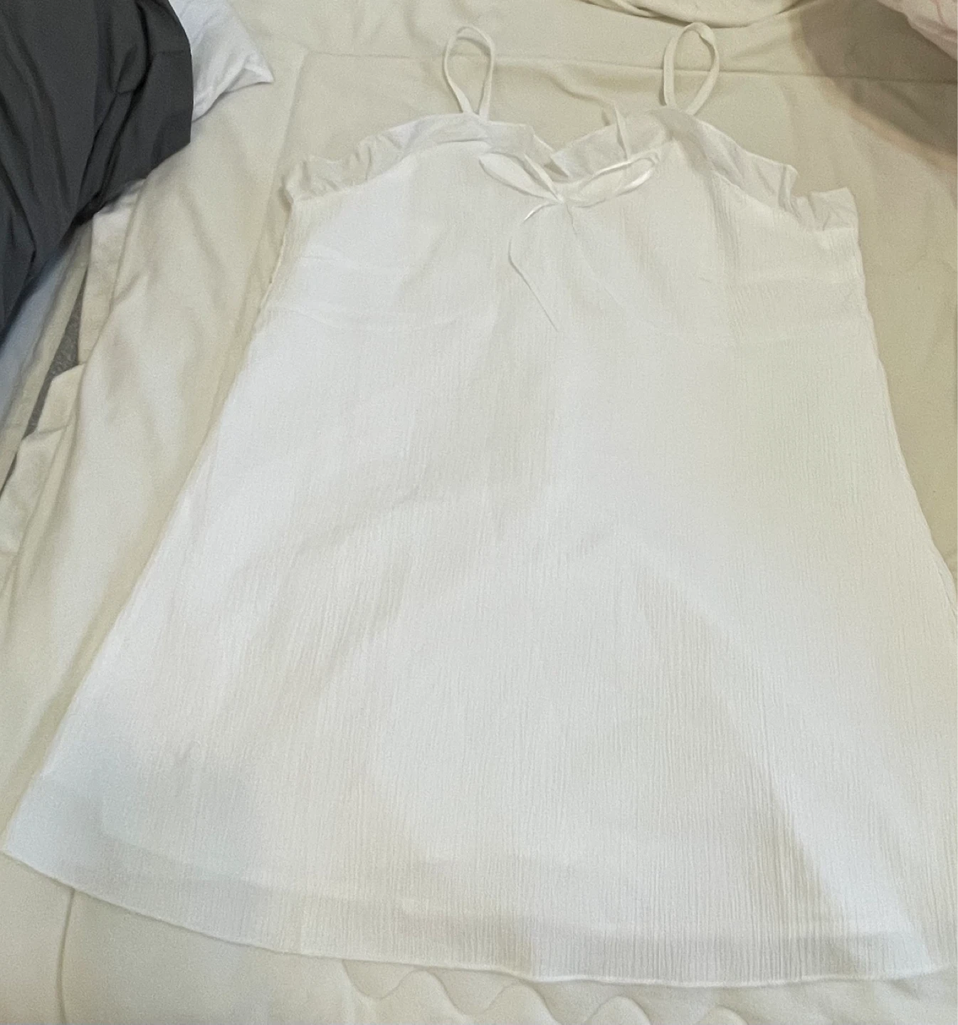 White camisole top dress with ruffle trim
