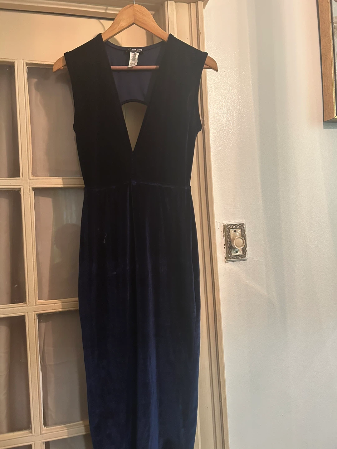 Fashion Nova Navy Velvet Midi Dress L - photo 2