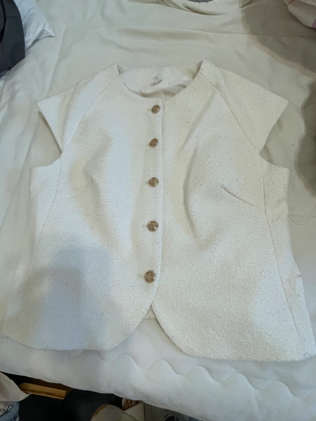 H&M White Tweed Vest - Size L