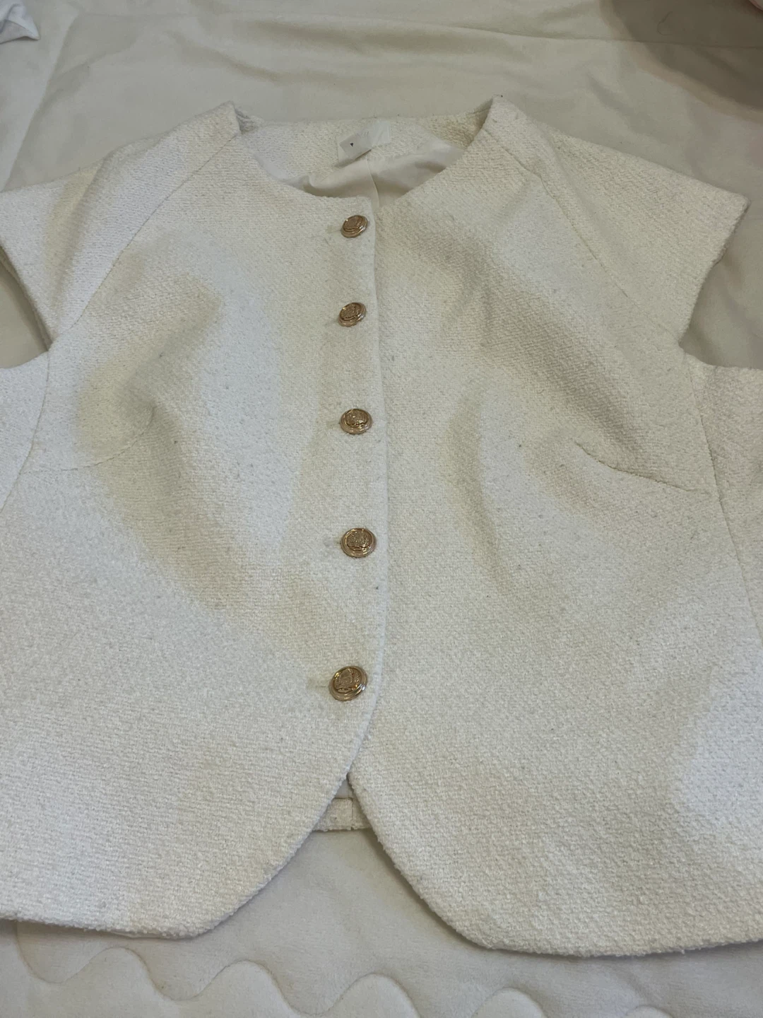 H&M White Tweed Vest - Size L - photo 2