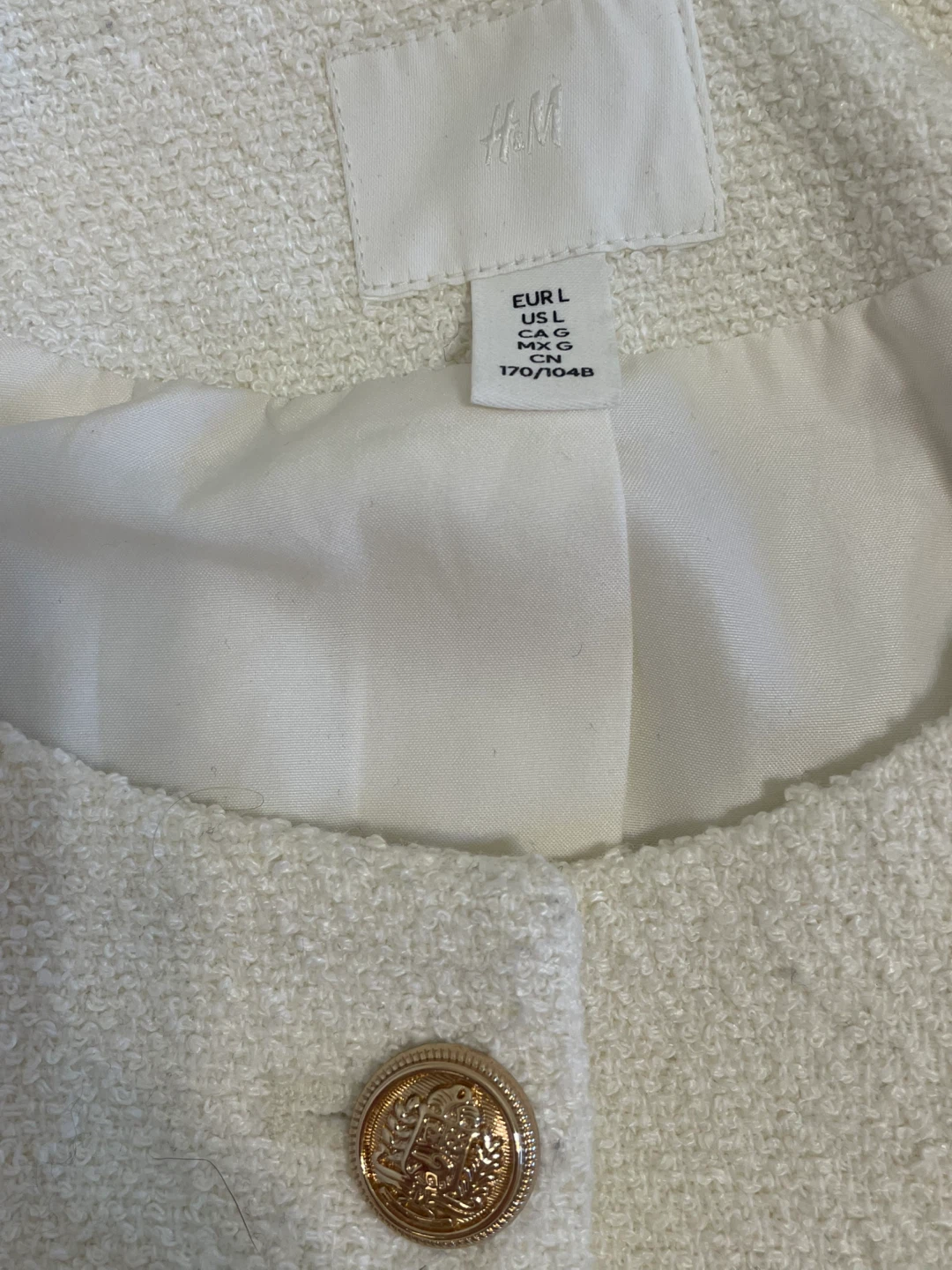 H&M White Tweed Vest - Size L - photo 3