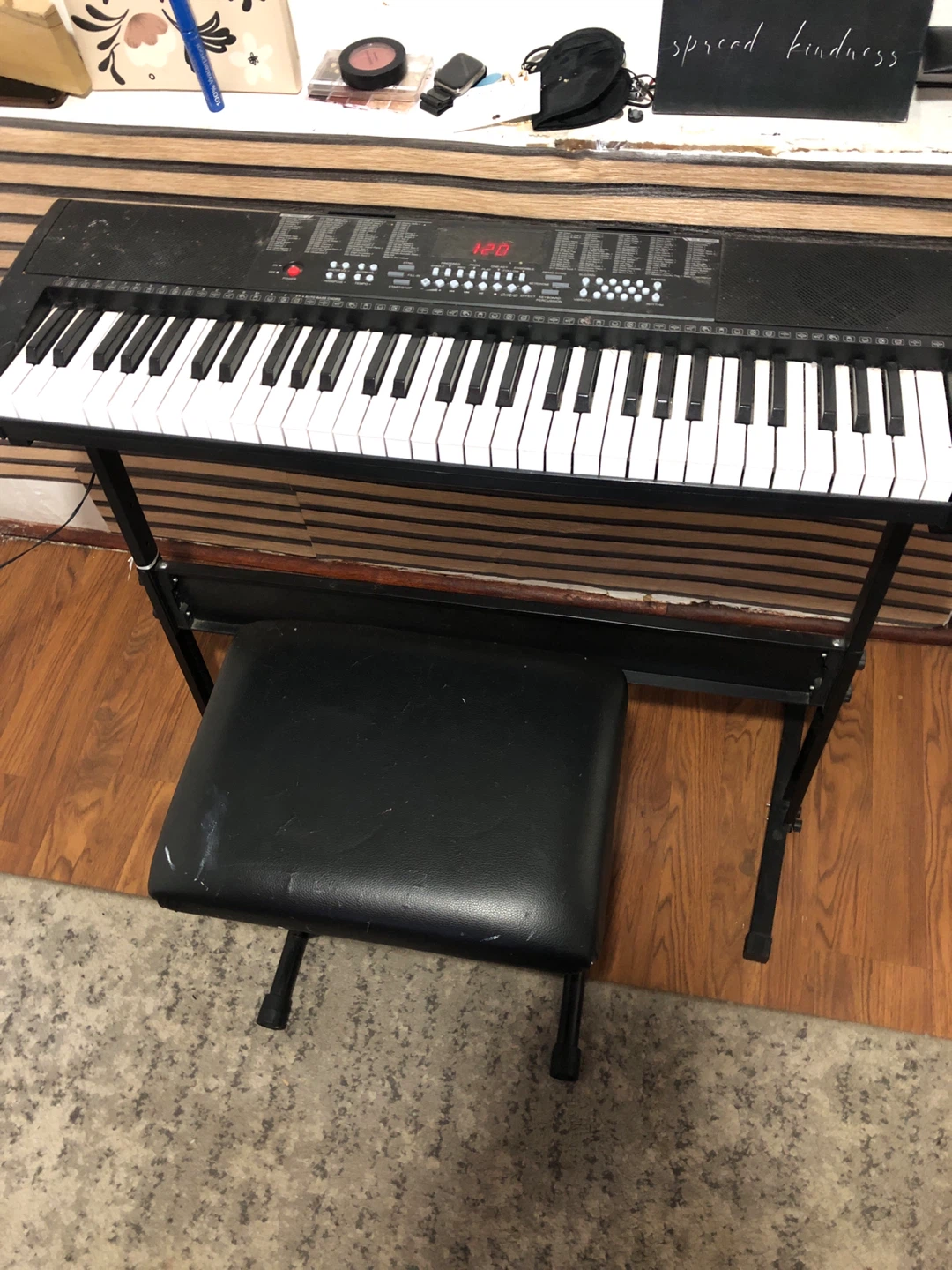 Black Electronic Keyboard with Stand - photo 2