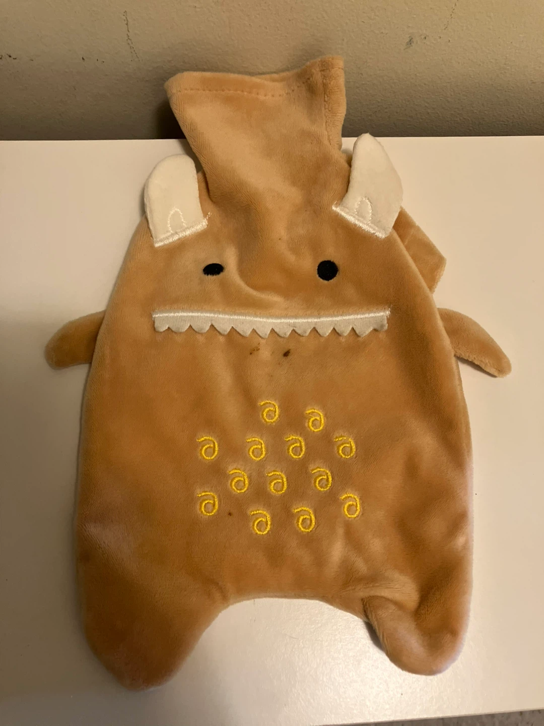 Plush Hot Water Bottle Cover - Brown Monster Design