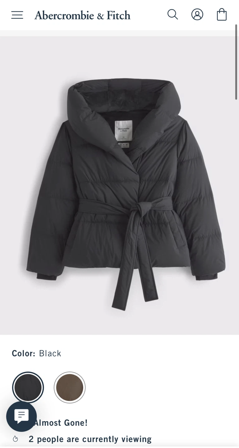 Abercrombie & Fitch Belted Puffer Jacket