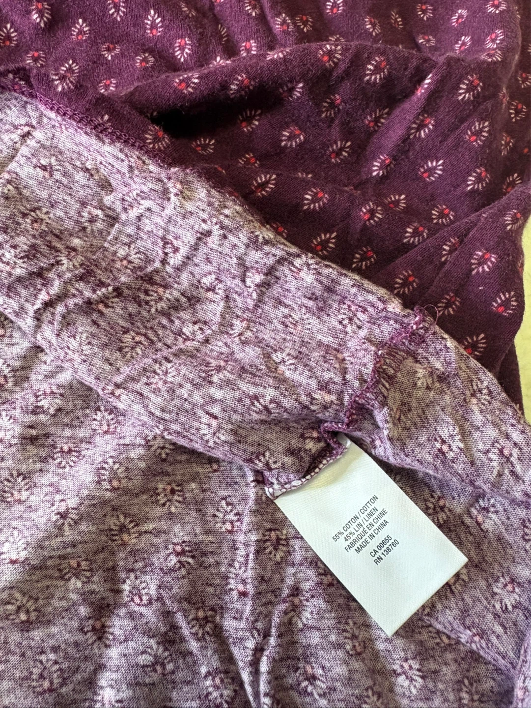 Purple floral print short sleeve tie-sleeve top - photo 3