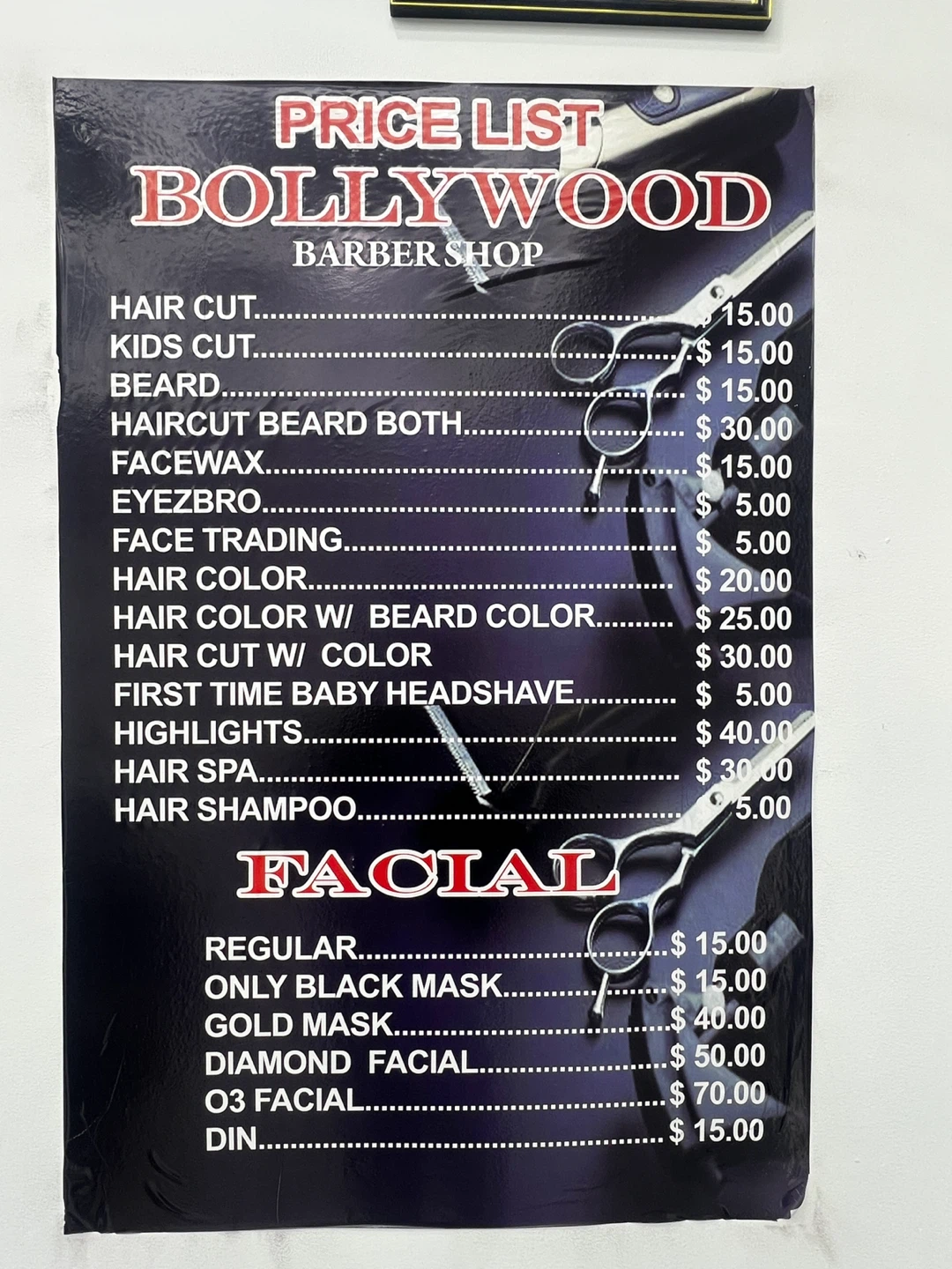 Bollywood Barber Shop Services