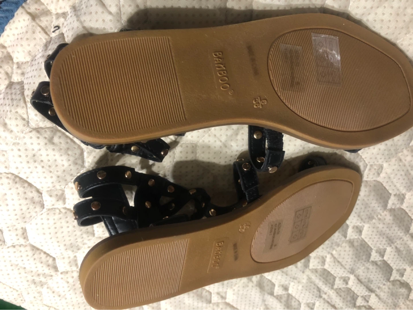 New-Bamboo Black Studded Gladiator Sandals - photo 3