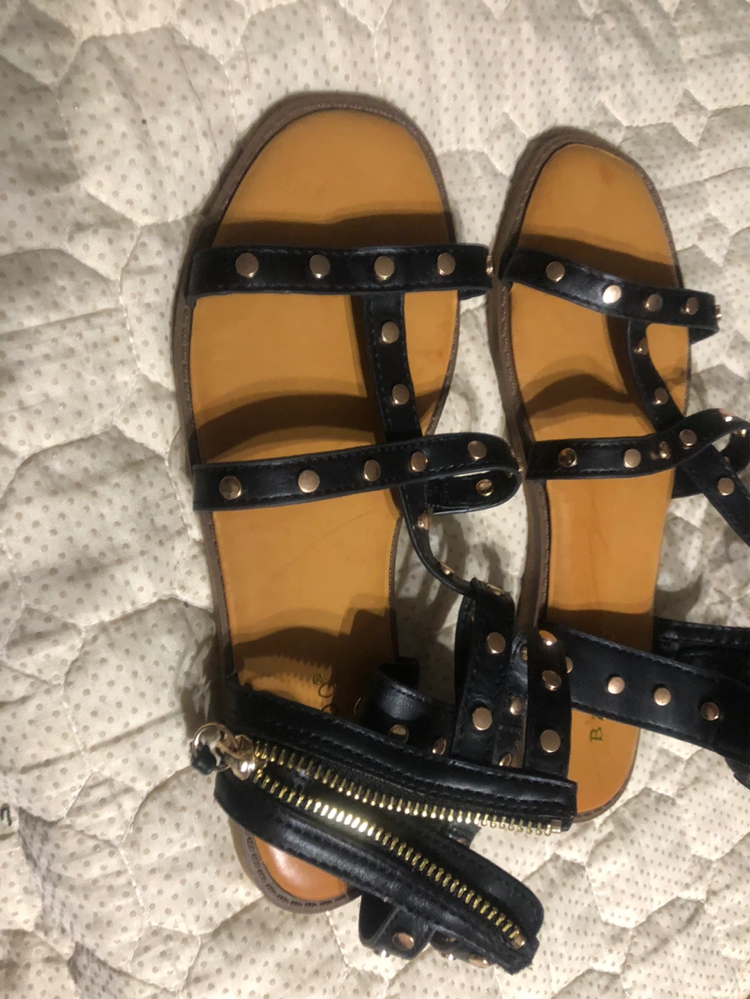 New-Bamboo Black Studded Gladiator Sandals - photo 5