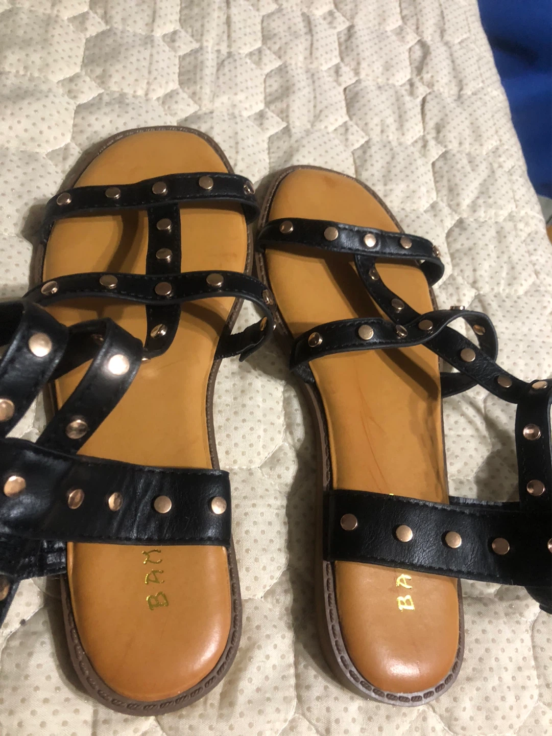 New-Bamboo Black Studded Gladiator Sandals - photo 2