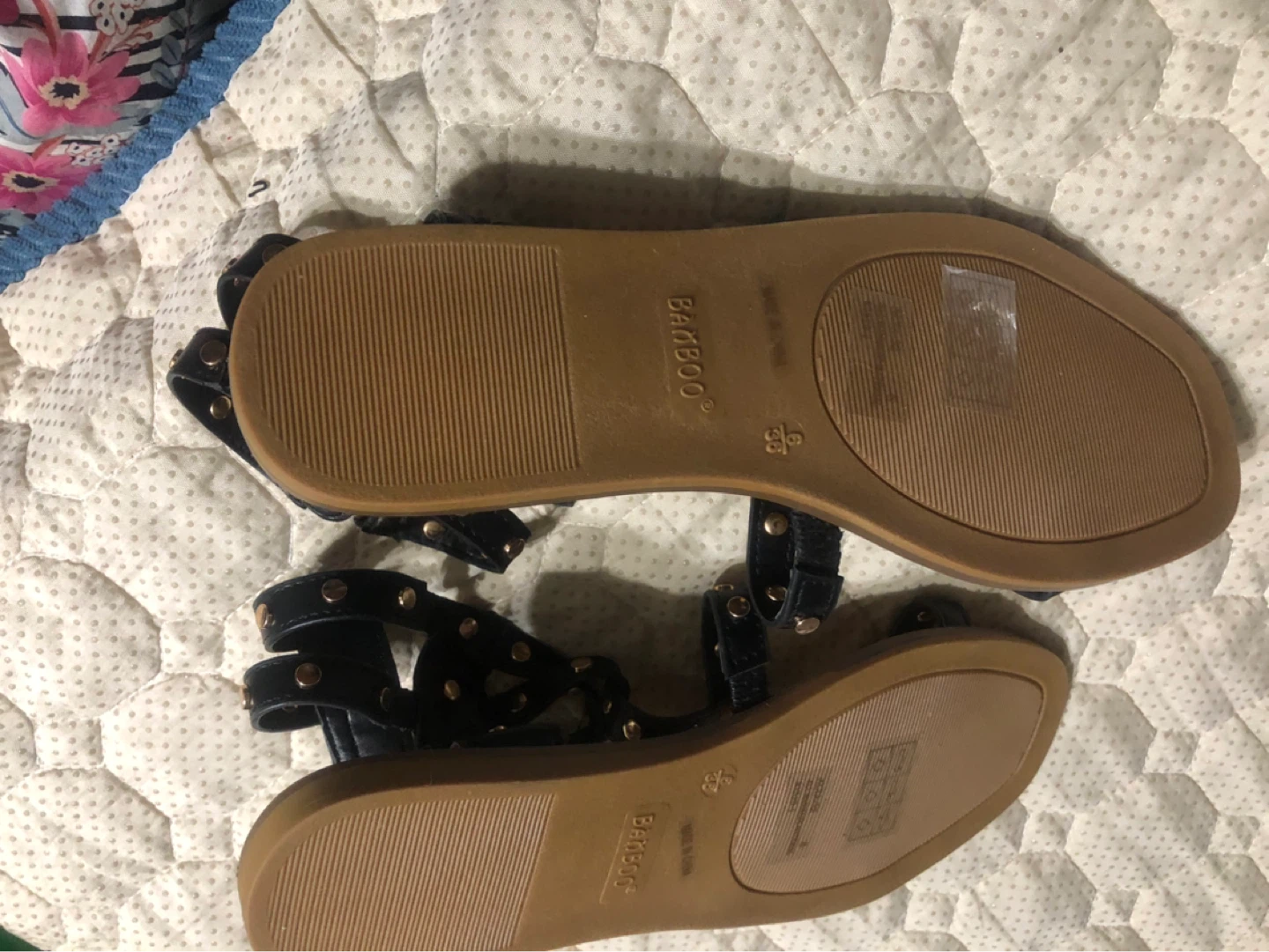 New-Bamboo Black Studded Gladiator Sandals - photo 4