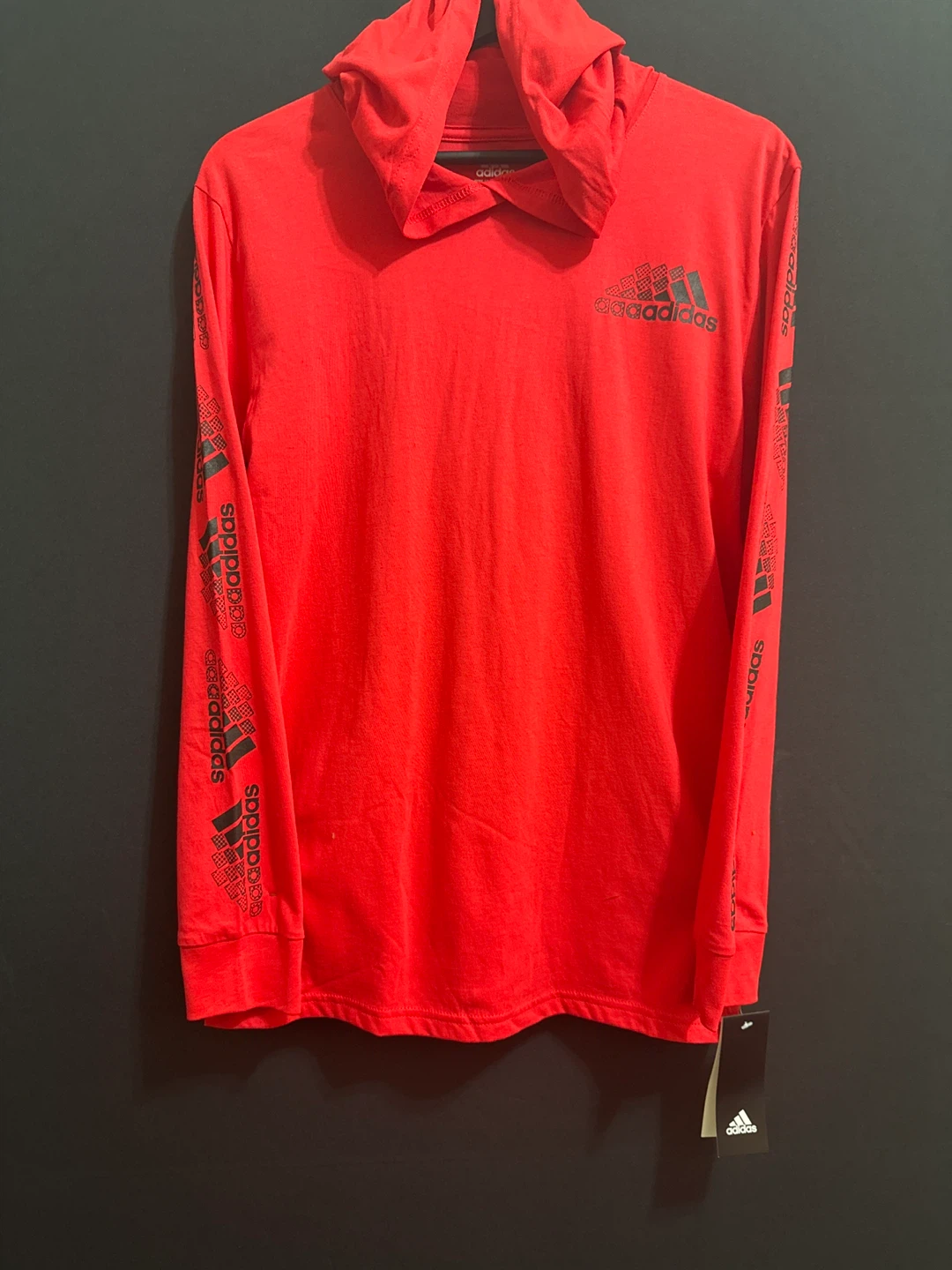 Teenage Adidas Red Hooded Long Sleeve Shirt L/G (14/16)