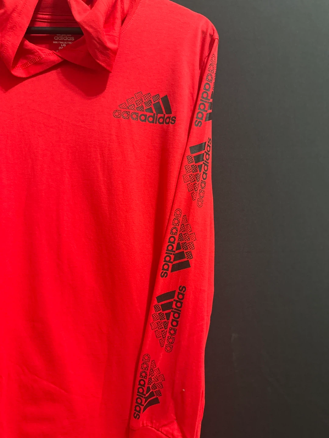 Teenage Adidas Red Hooded Long Sleeve Shirt L/G (14/16) - photo 3