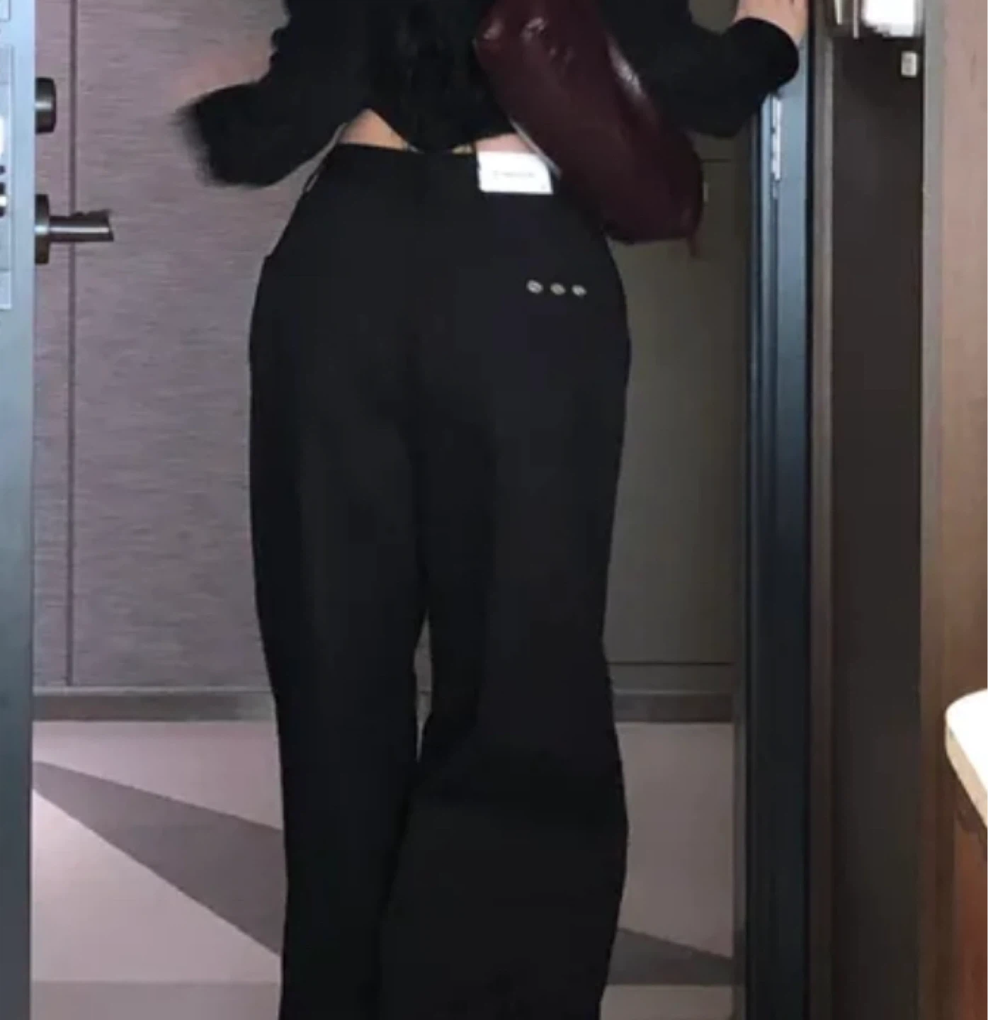 Black Wide Leg Pants with Stud Detail - photo 2