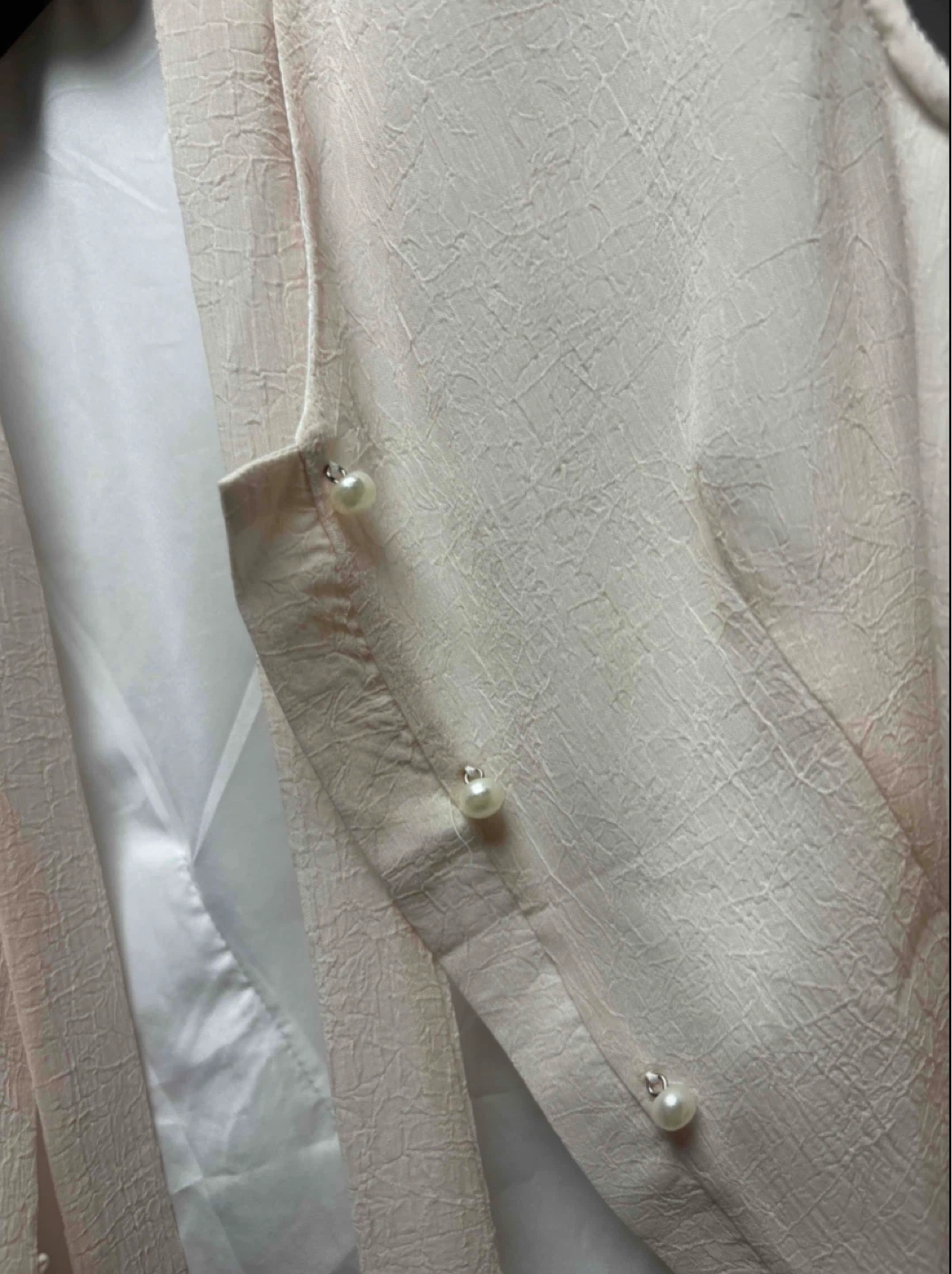 Cream Textured Vest with Pearl Buttons - photo 3