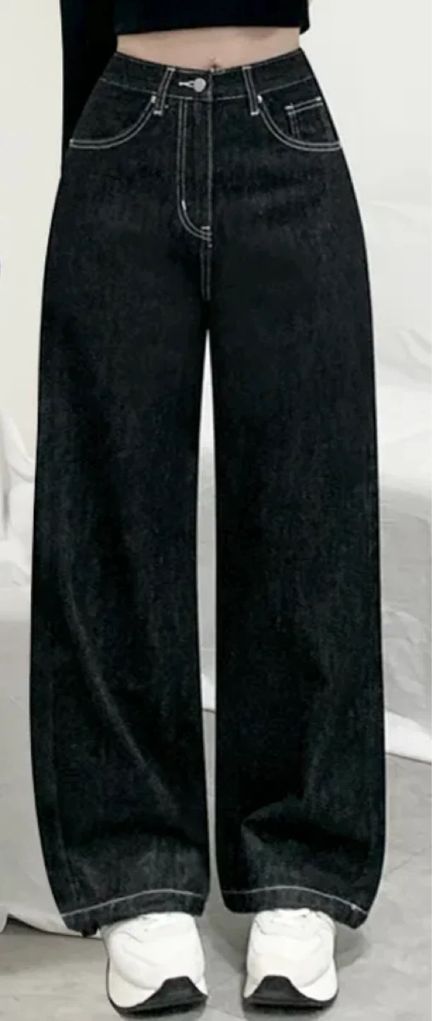 Black Wide-Leg Denim Jeans - photo 2