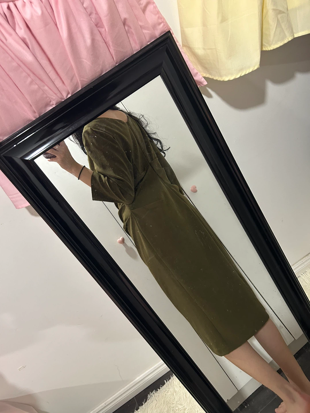 Olive Green Ruched Midi Dress - photo 2