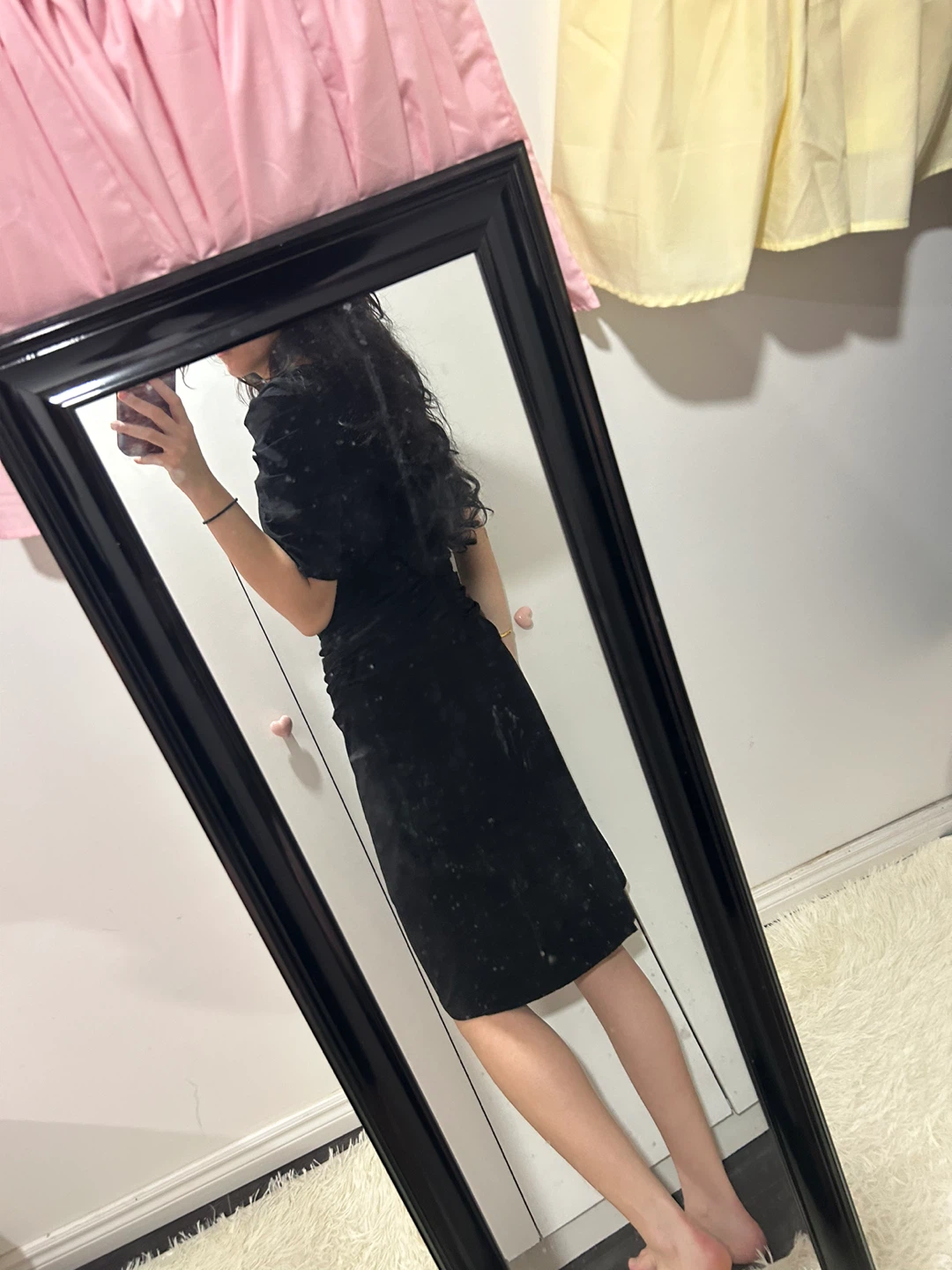 Black Ruched V-Neck Dress - photo 2