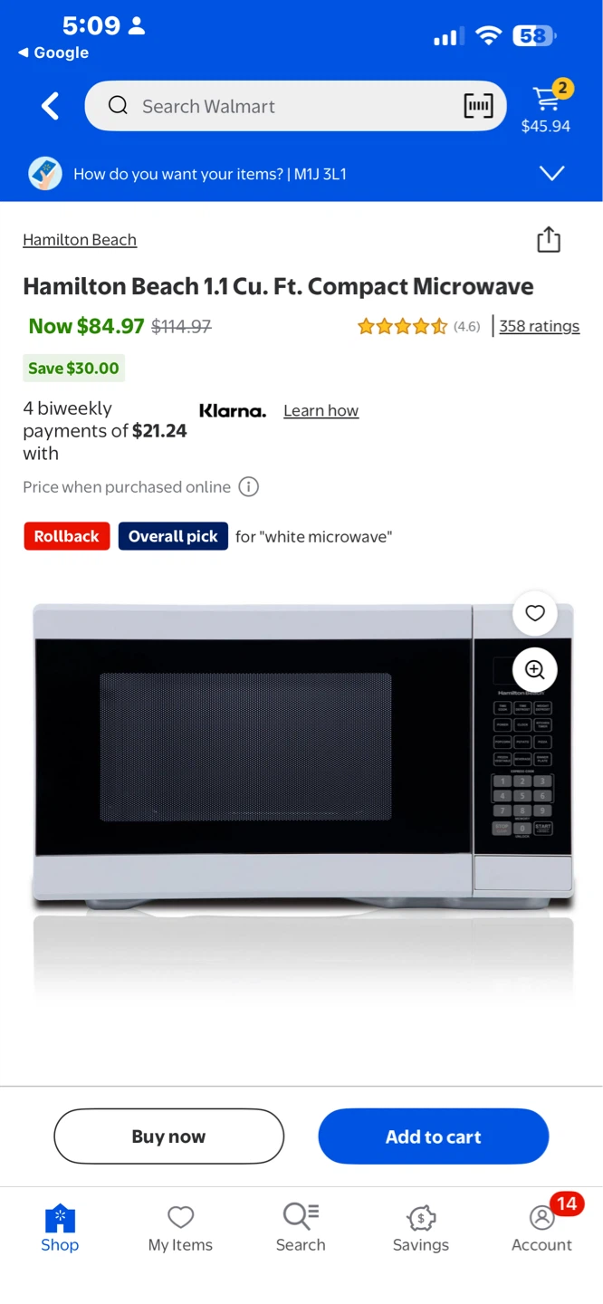Hamilton Beach 1.1 Cu. Ft. Compact Microwave - photo 2