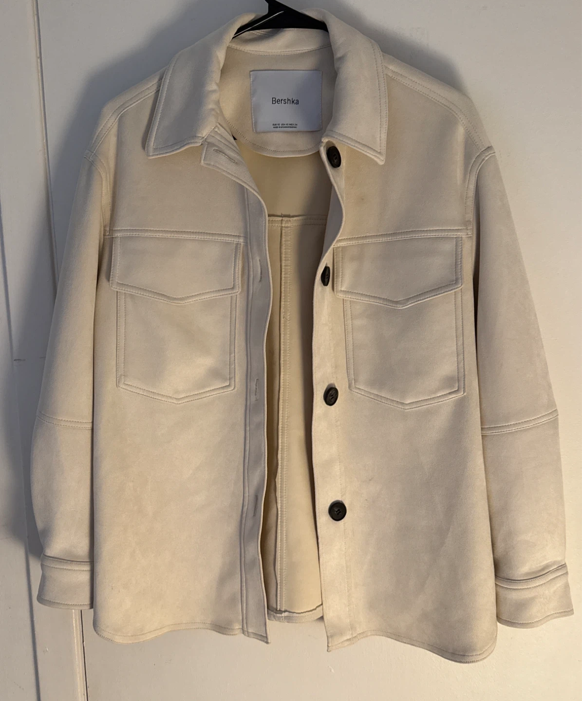 Bershka Cream Shacket Jacket: Spring Layer / Minimal Style