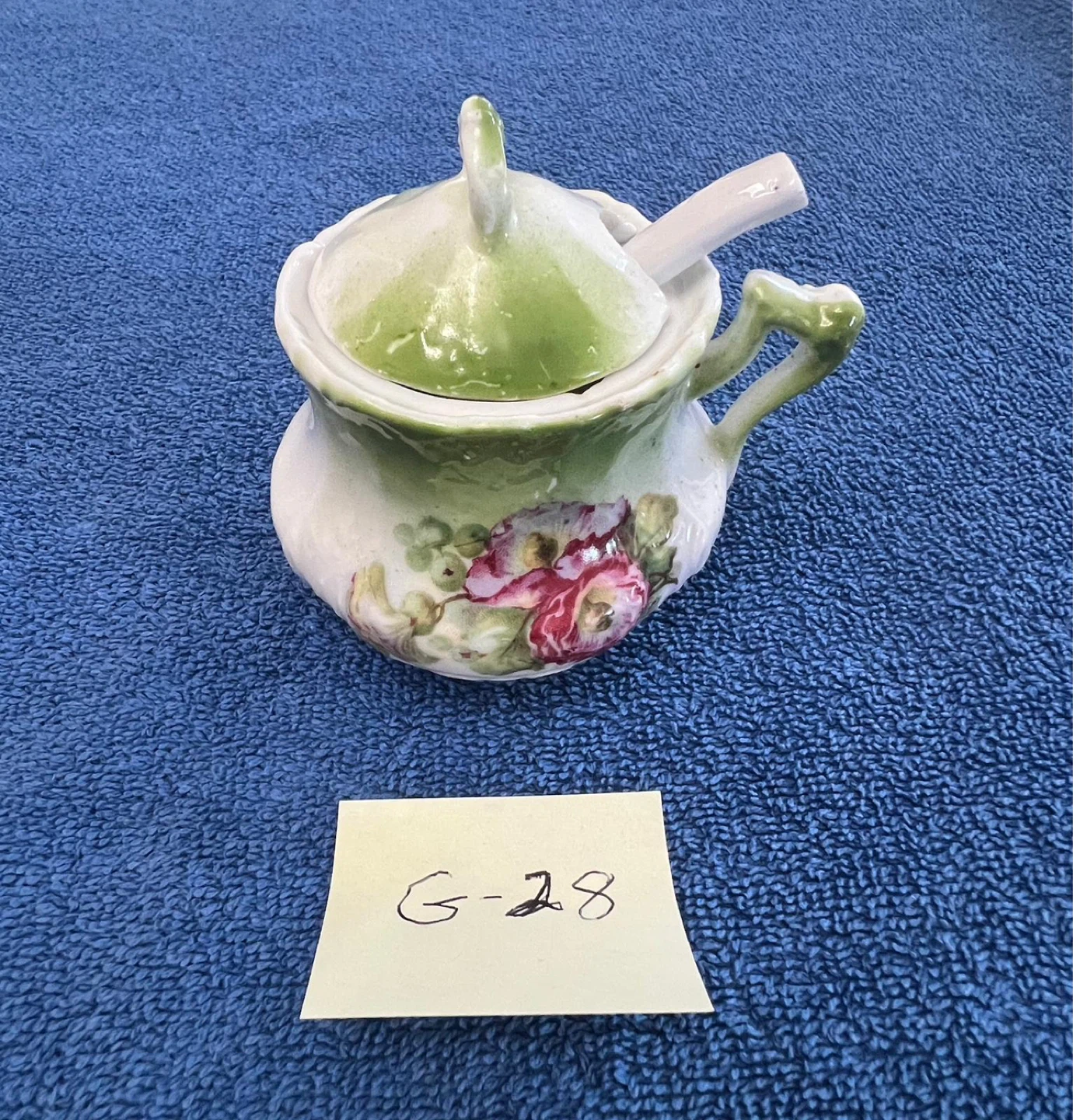 Vintage Lidded Dish with Spoon (G28)