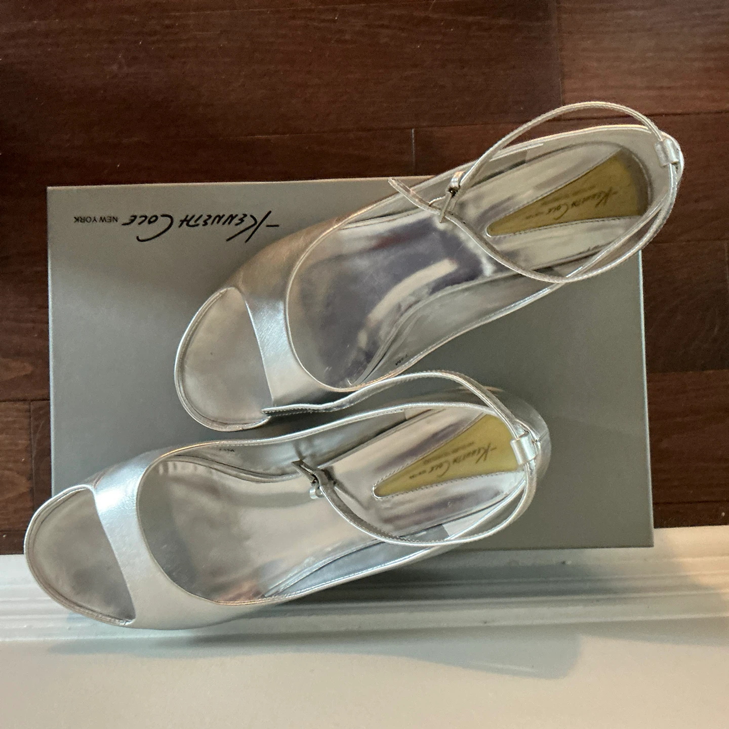 Kenneth Cole Silver Peep-Toe Heels - photo 2
