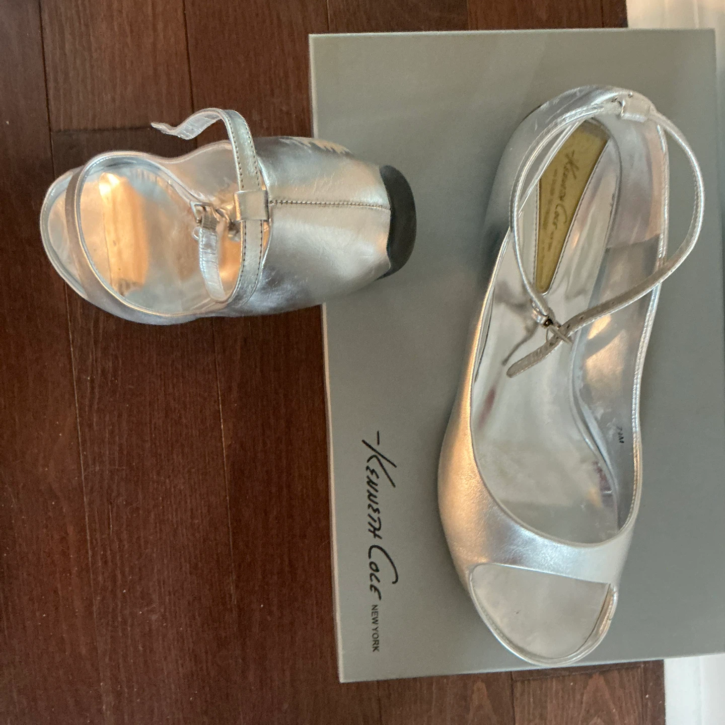 Kenneth Cole Silver Peep-Toe Heels - photo 3