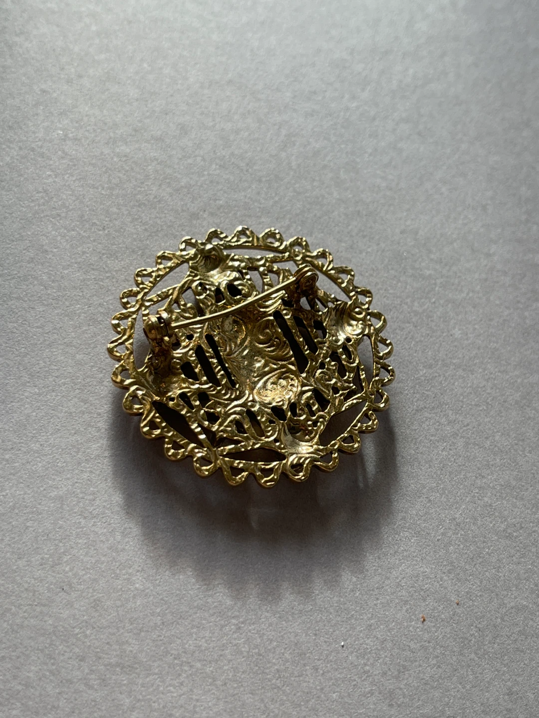 Vintage Ornate Brooch with Faux Pearls and Gemstones - photo 4