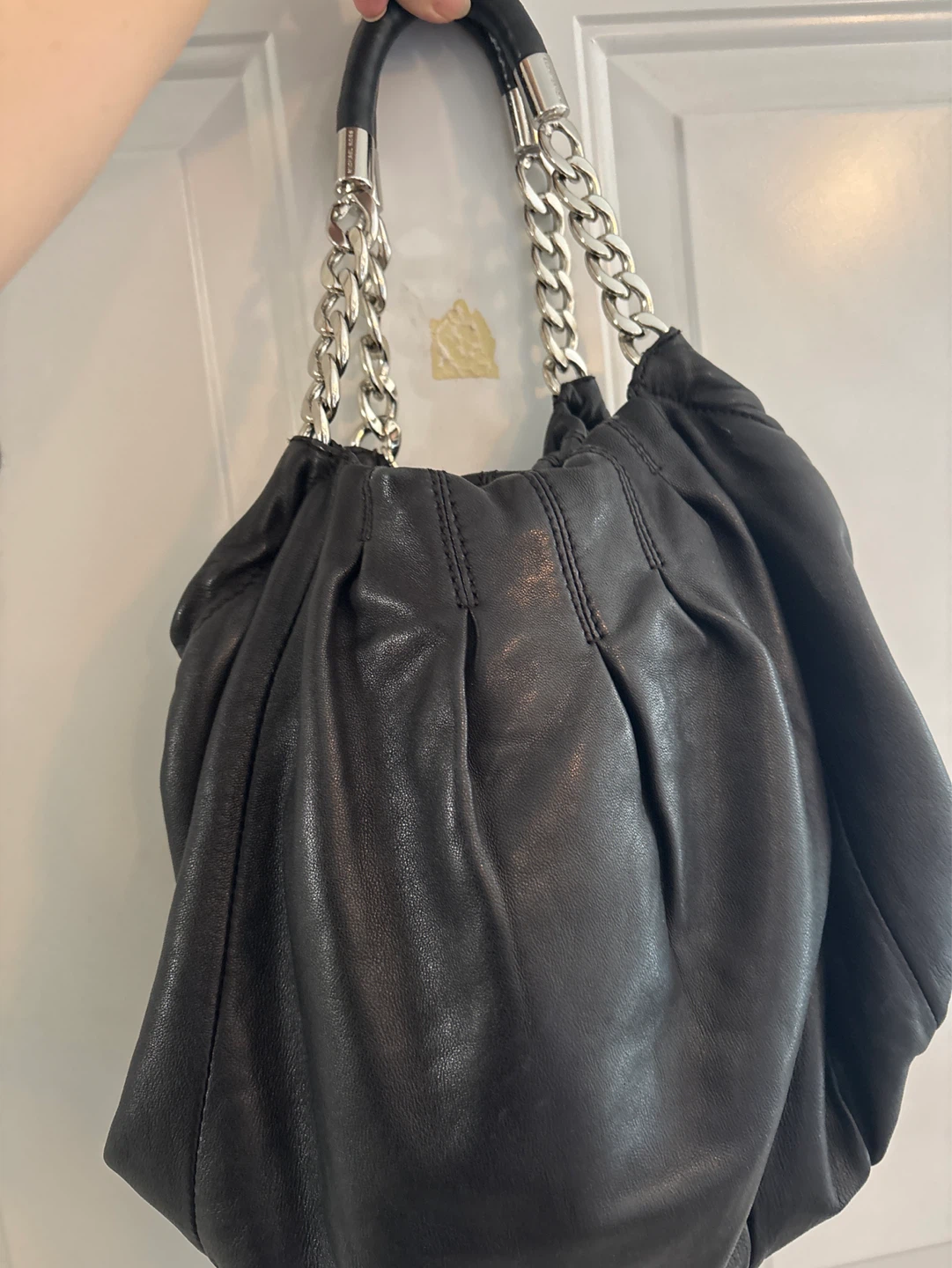 Michael Kors Black Leather Hobo Bag with Chain Detail - photo 2