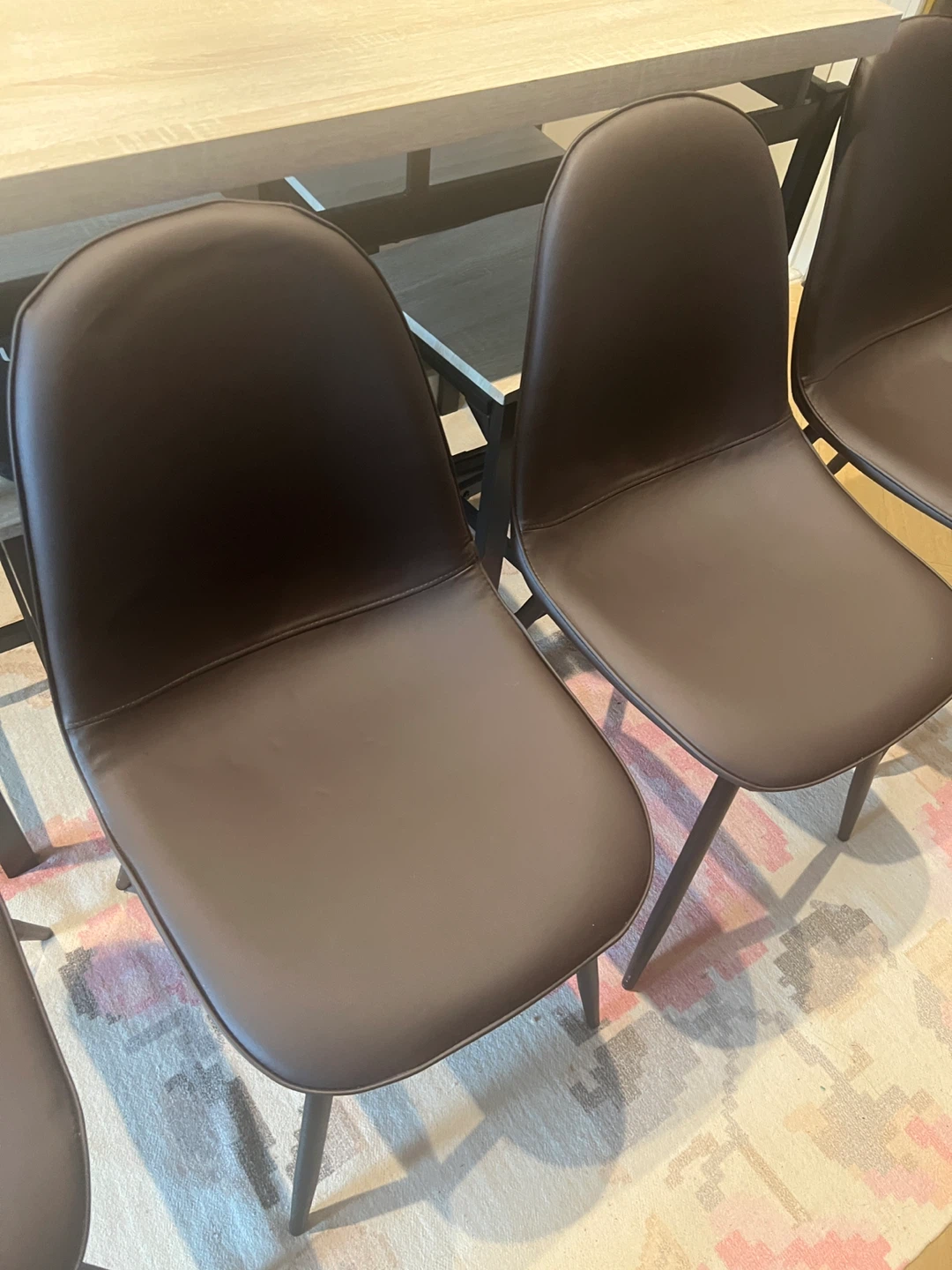 Brown Faux Leather Dining Chairs - Set of 4 - photo 2