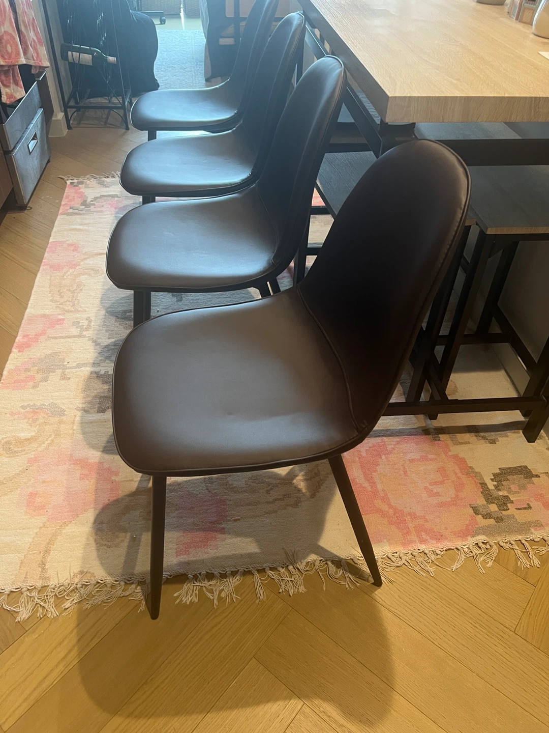 Brown Faux Leather Dining Chairs - Set of 4