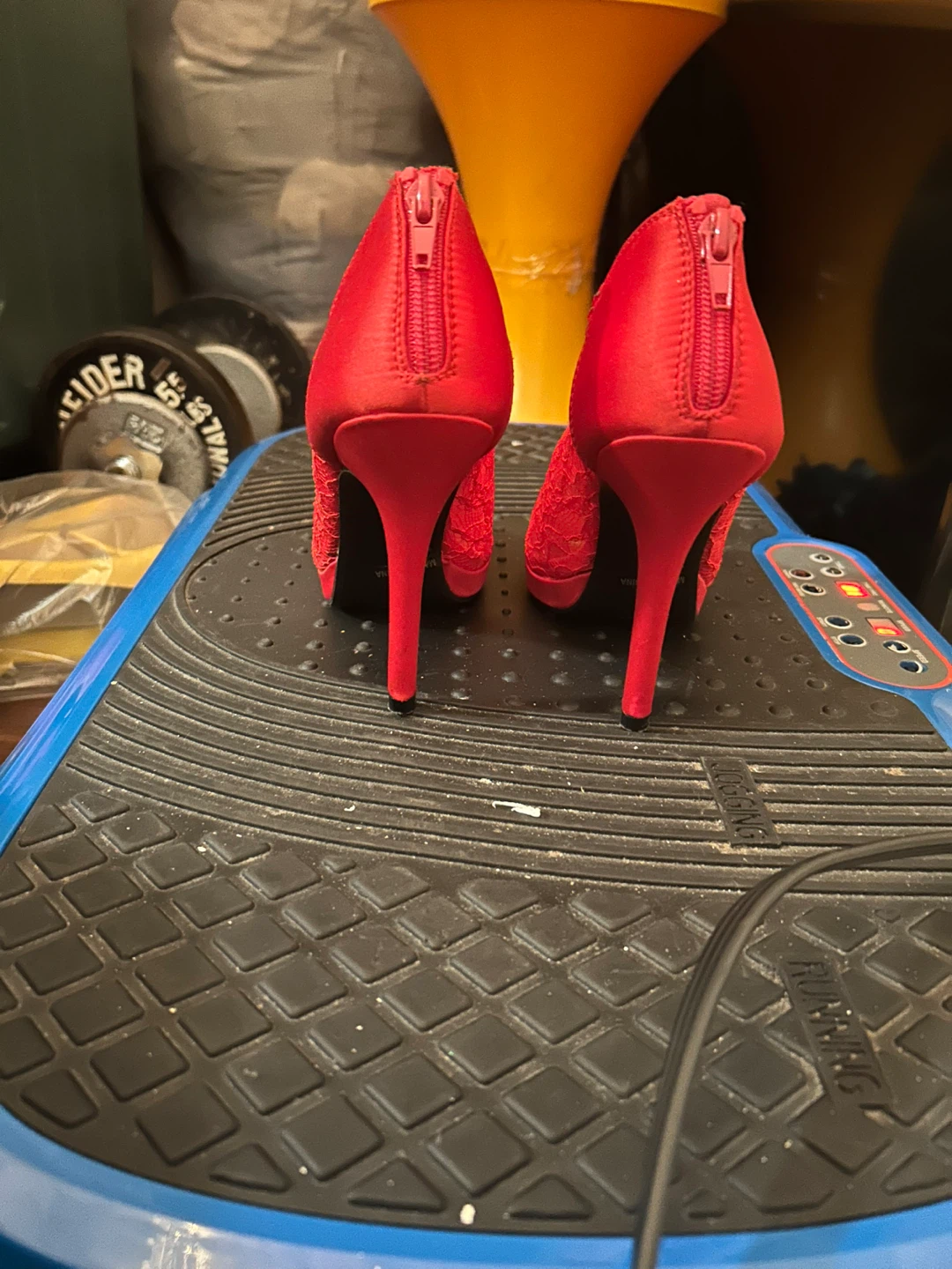 Red Lace Peep-Toe Heels - photo 4