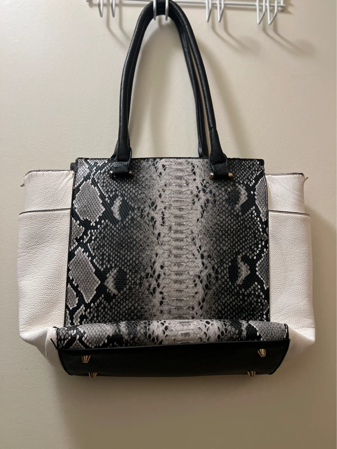 Colourblock Snake Print Tote Bag - photo 2