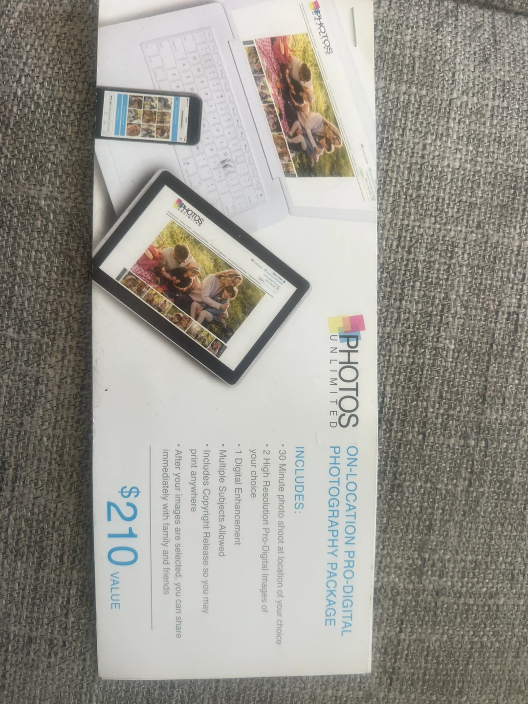 $210 Photoshoot Package deal certificate