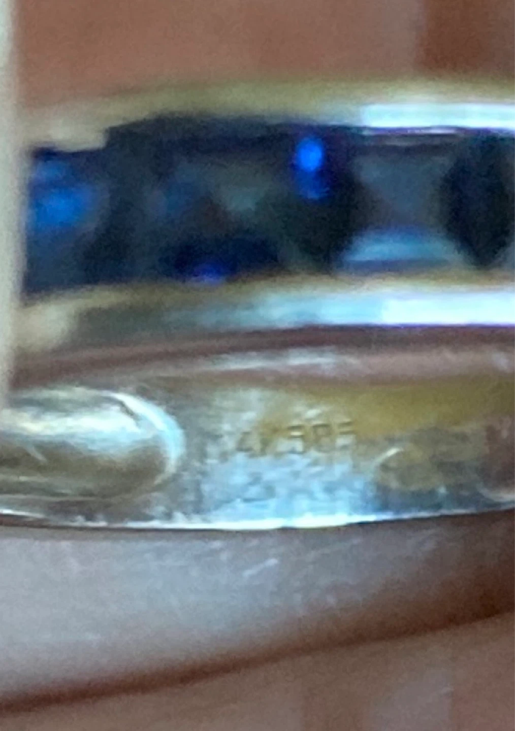 Sapphire Band Ring 14K, 10 square channel setting - photo 2