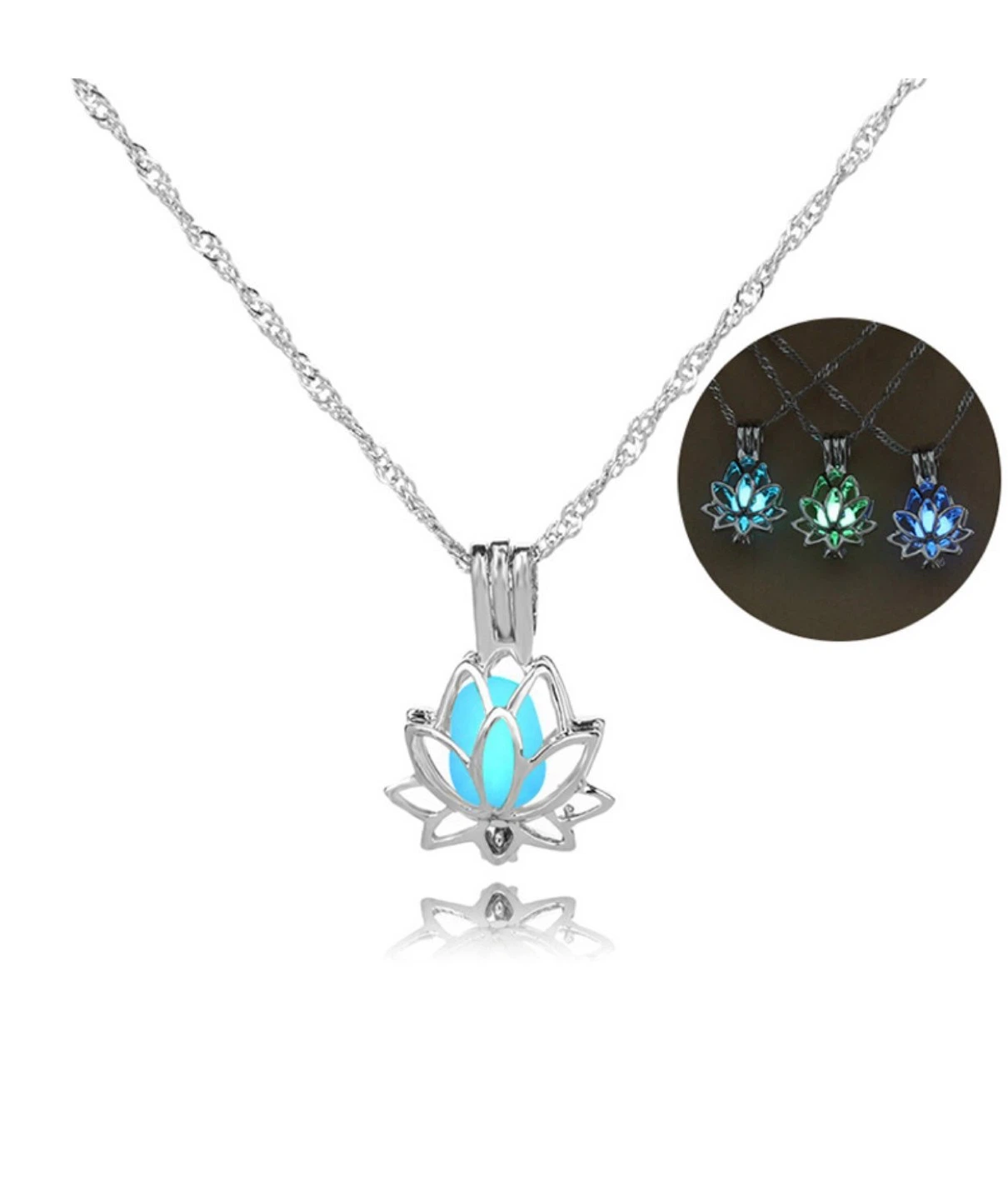 *SALE* Silver green glow beautiful Necklacue