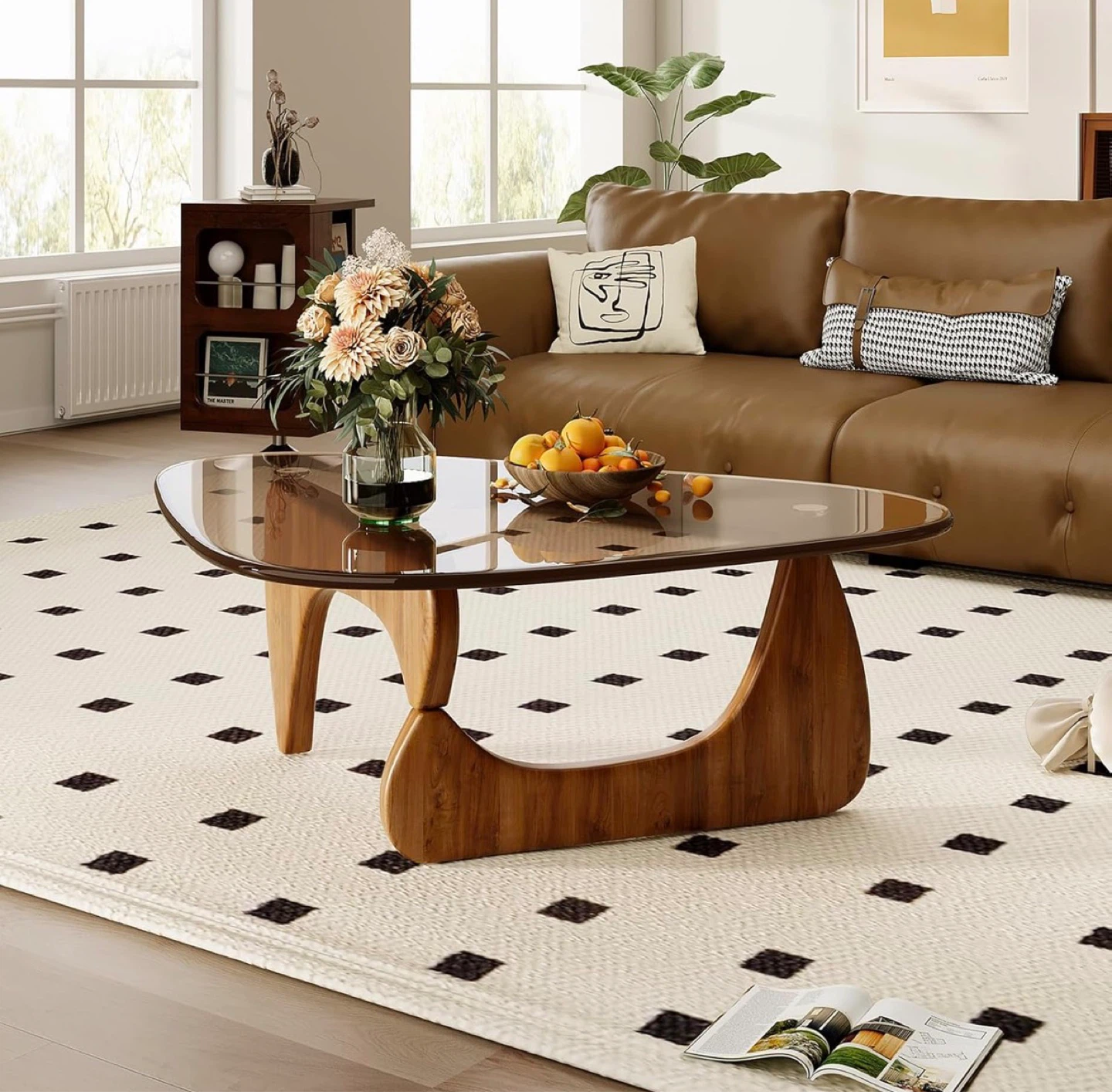 Triangular Glass Top Coffee Table